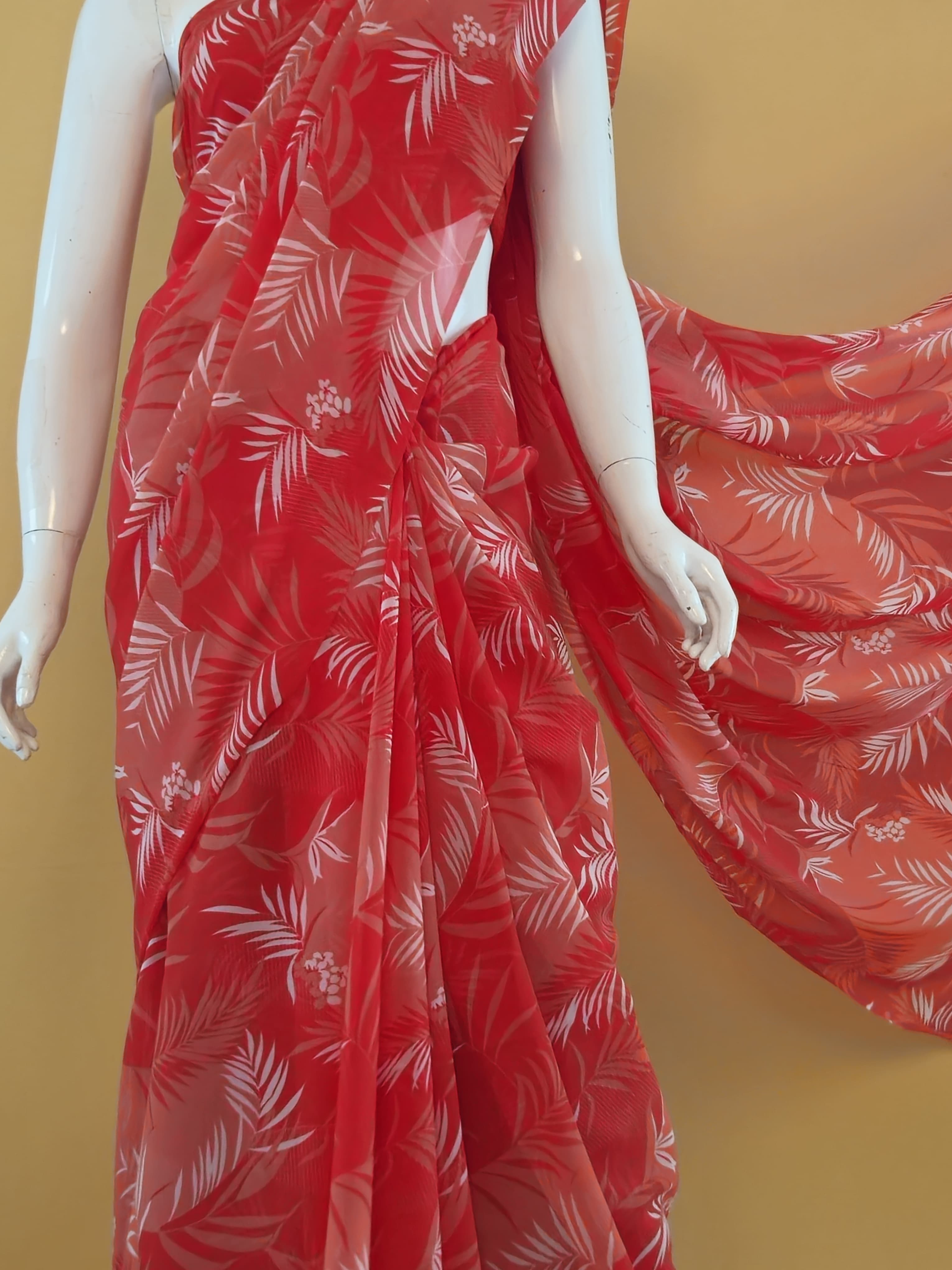 Garden Vareli Uno Tarangani Georgette Saree (Saree Only) — Pink