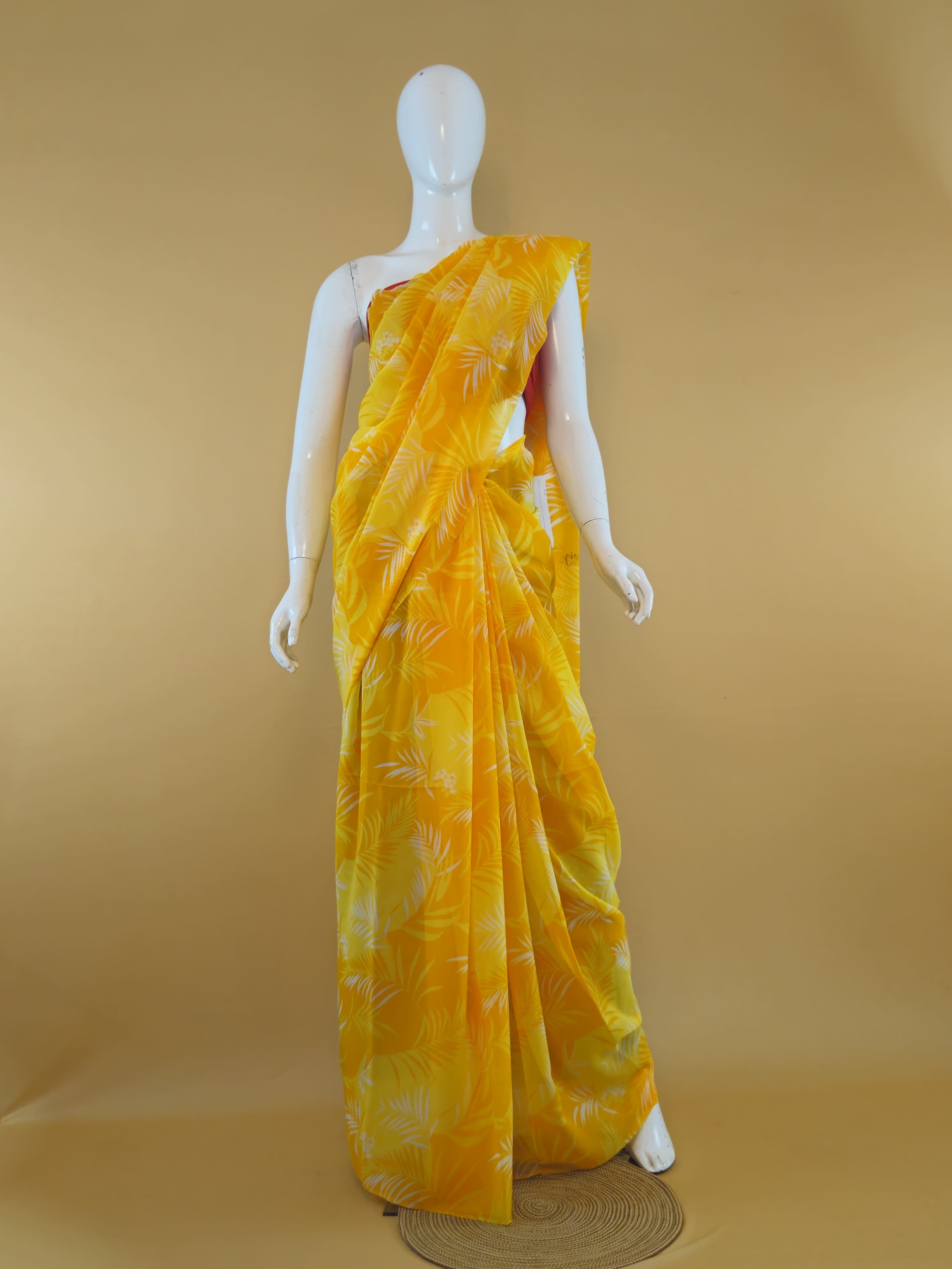 Garden Vareli Uno Tarangani Georgette Saree (Saree Only) — Yellow