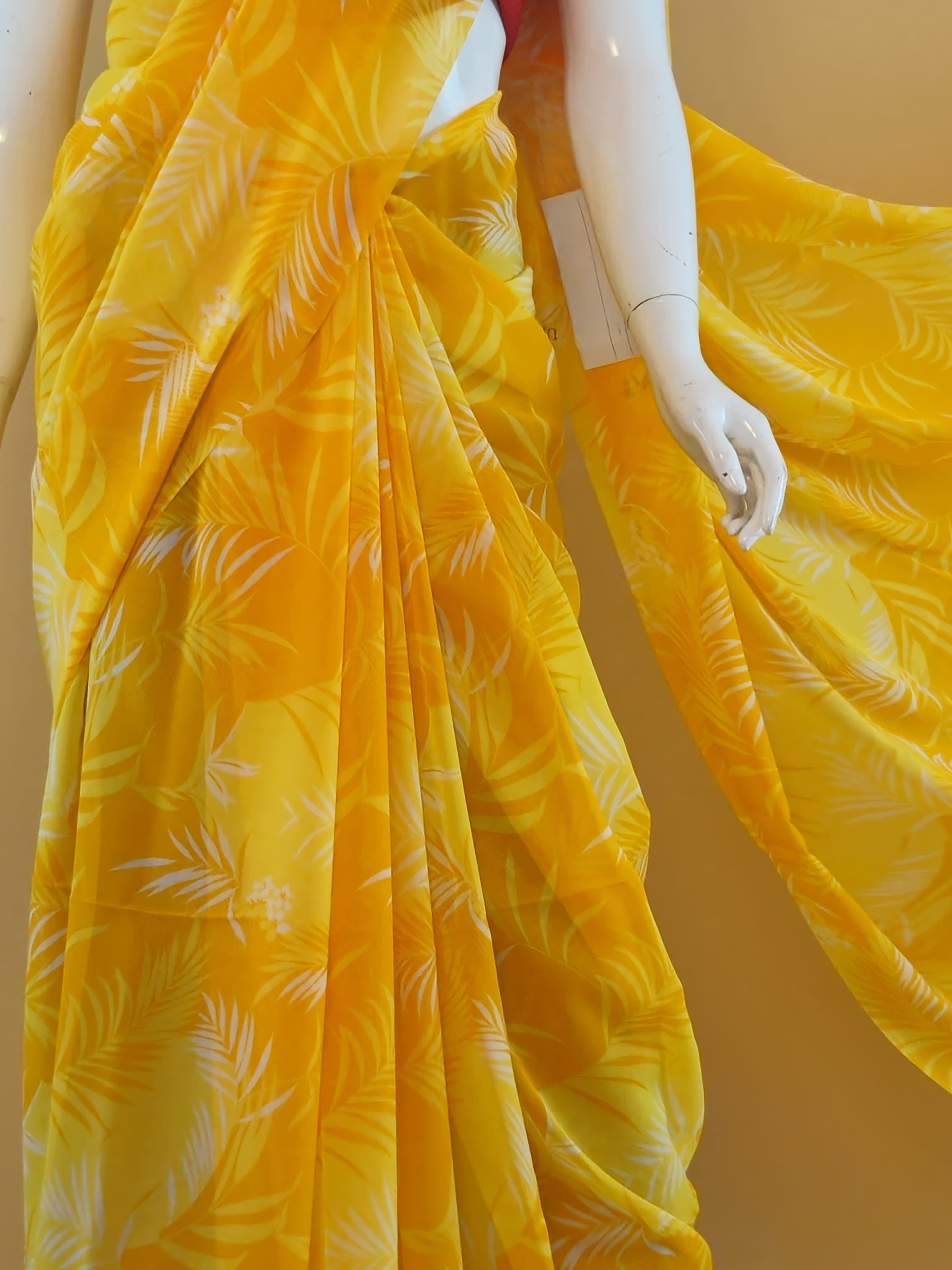 Garden Vareli Uno Tarangani Georgette Saree (Saree Only) — Yellow