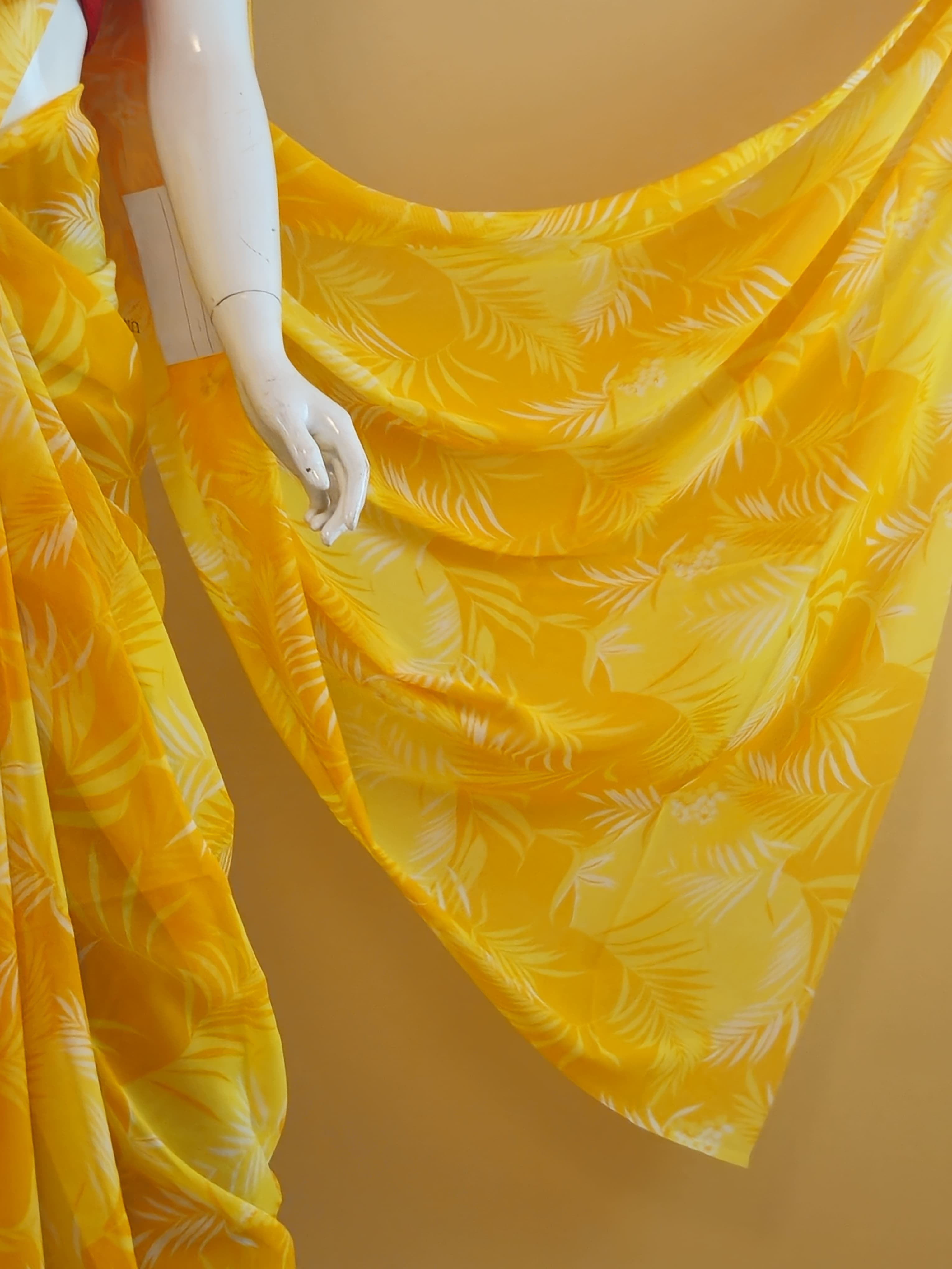 Garden Vareli Uno Tarangani Georgette Saree (Saree Only) — Yellow