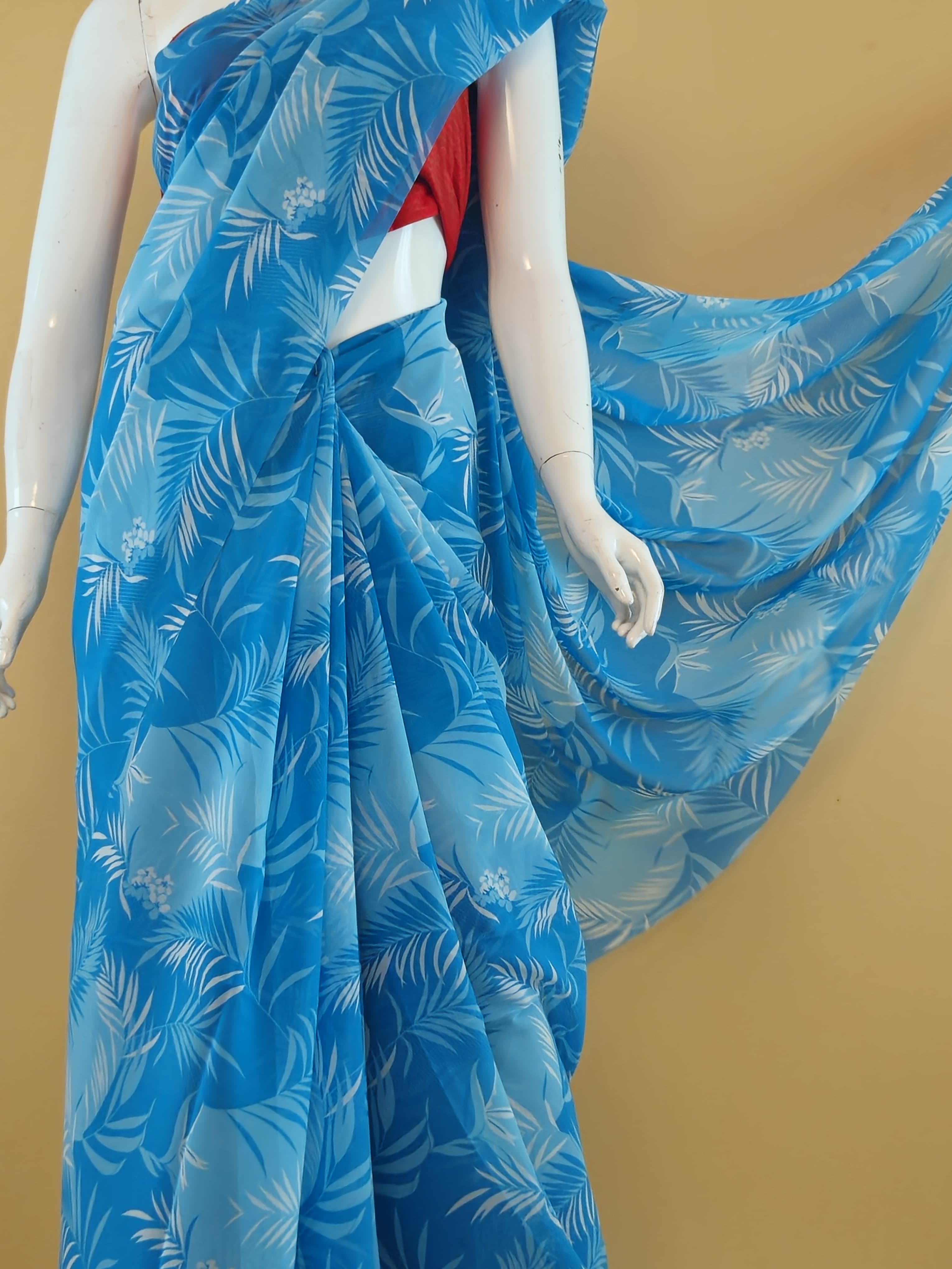 Garden Vareli Uno Tarangani Georgette Saree (Saree Only) — Blue