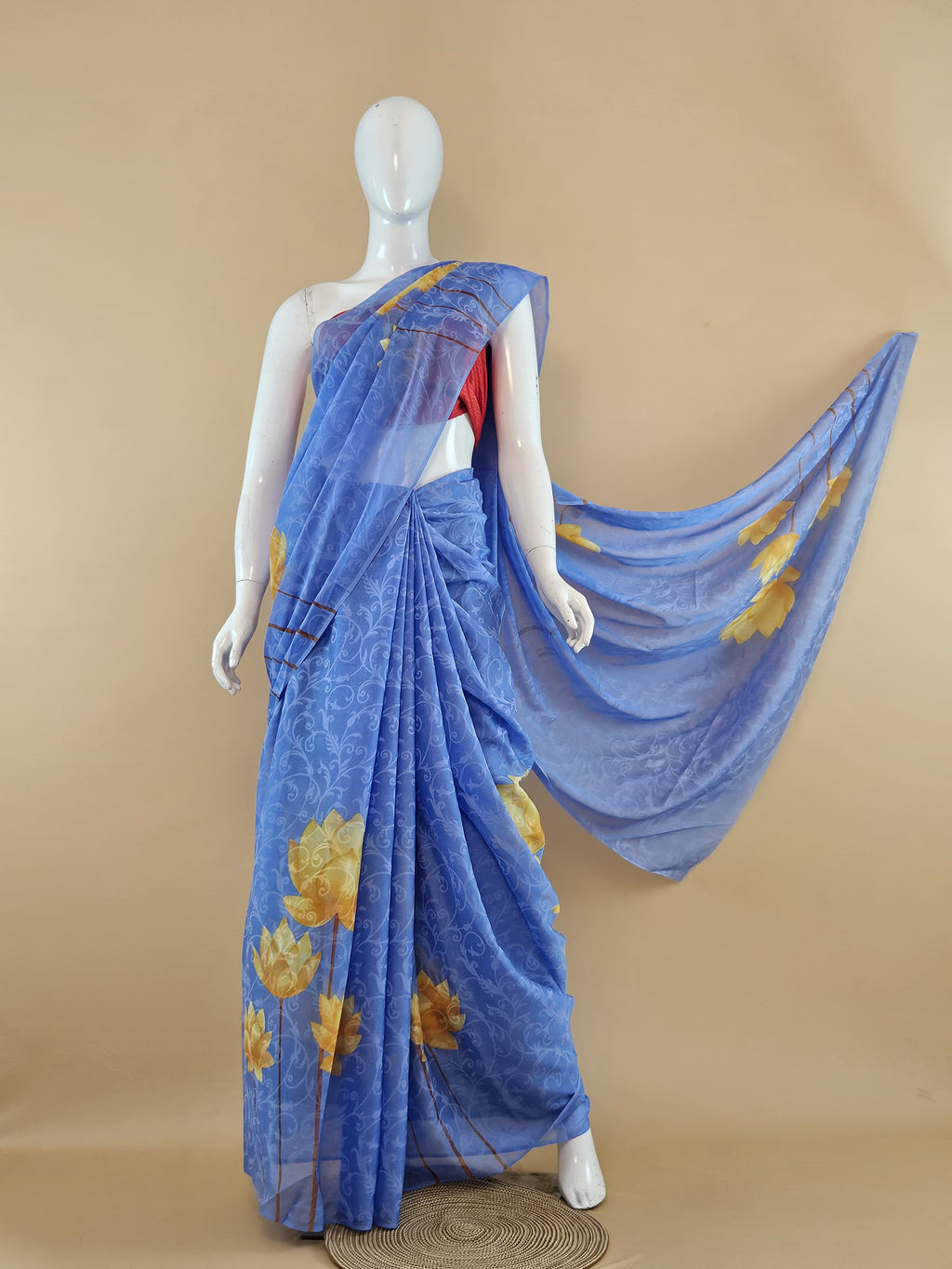 Garden Vareli Lock Chiffon Saree with Blouse — Multicolour