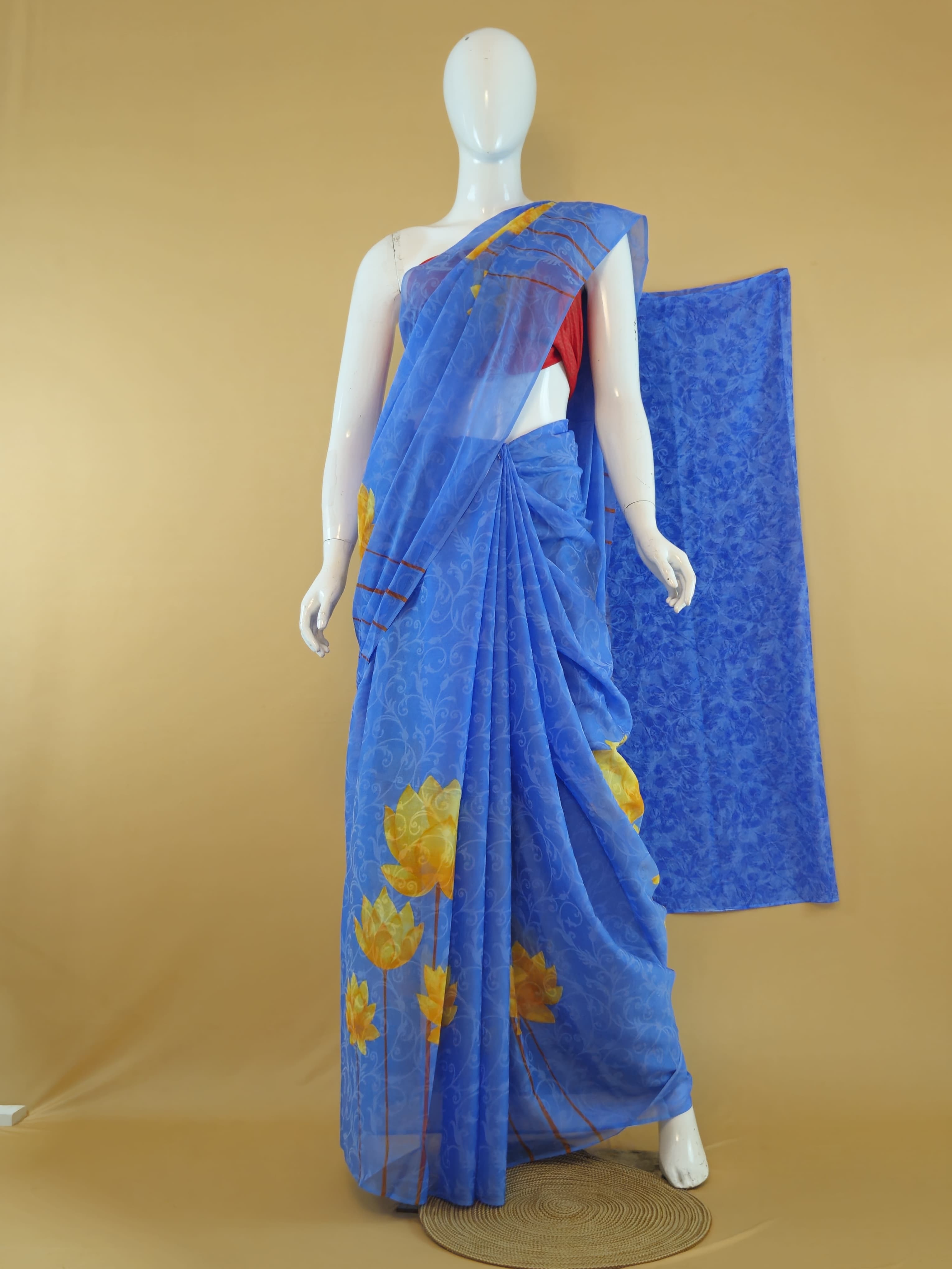 Garden Vareli Lock Chiffon Saree with Blouse — Multicolour