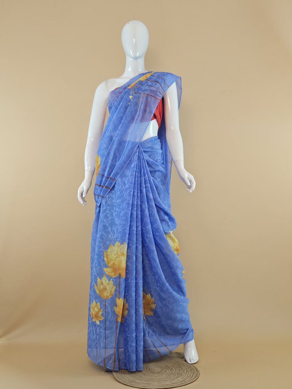 Garden Vareli Lock Chiffon Saree with Blouse — Multicolour