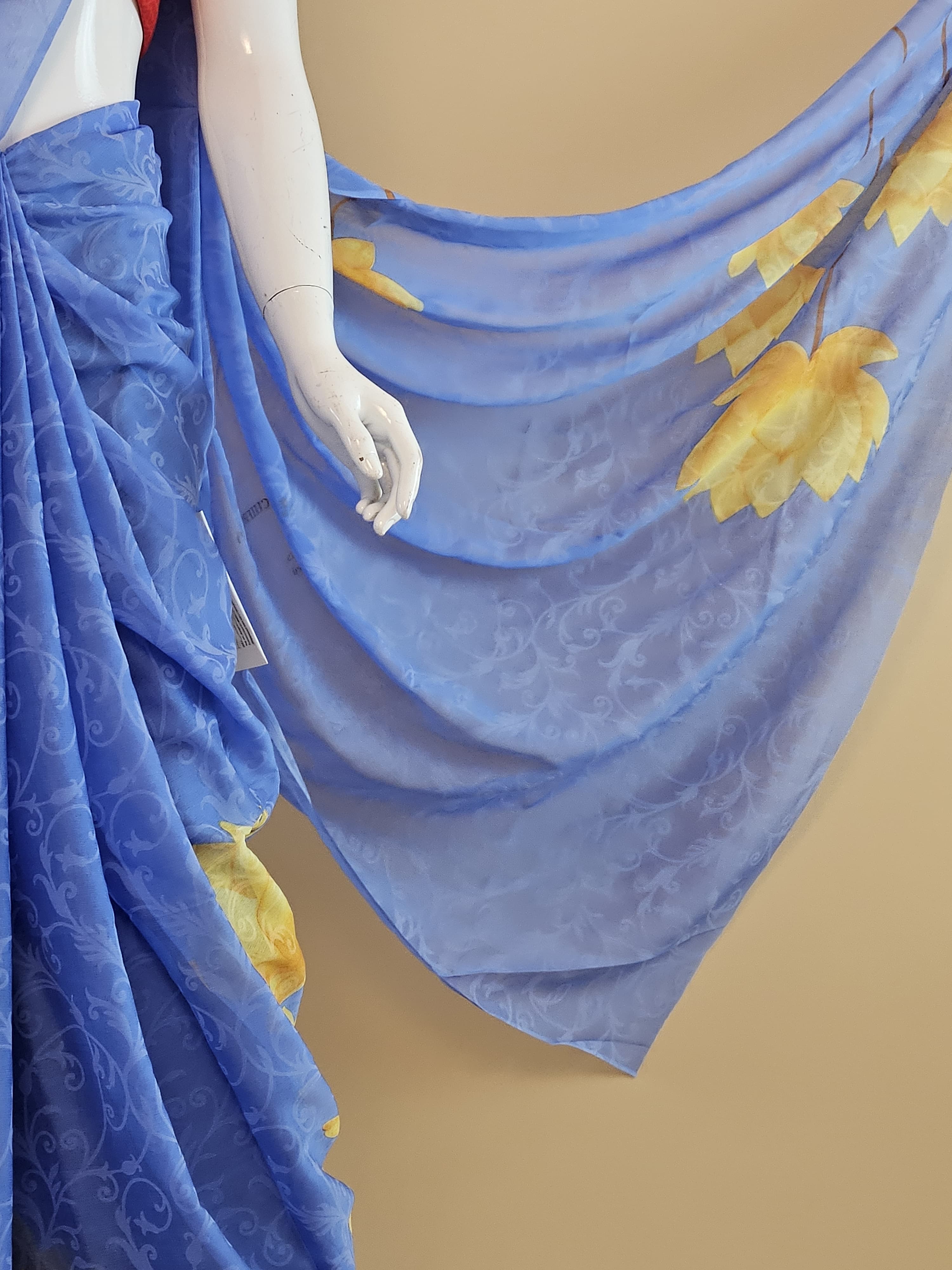 Garden Vareli Lock Chiffon Saree with Blouse — Multicolour