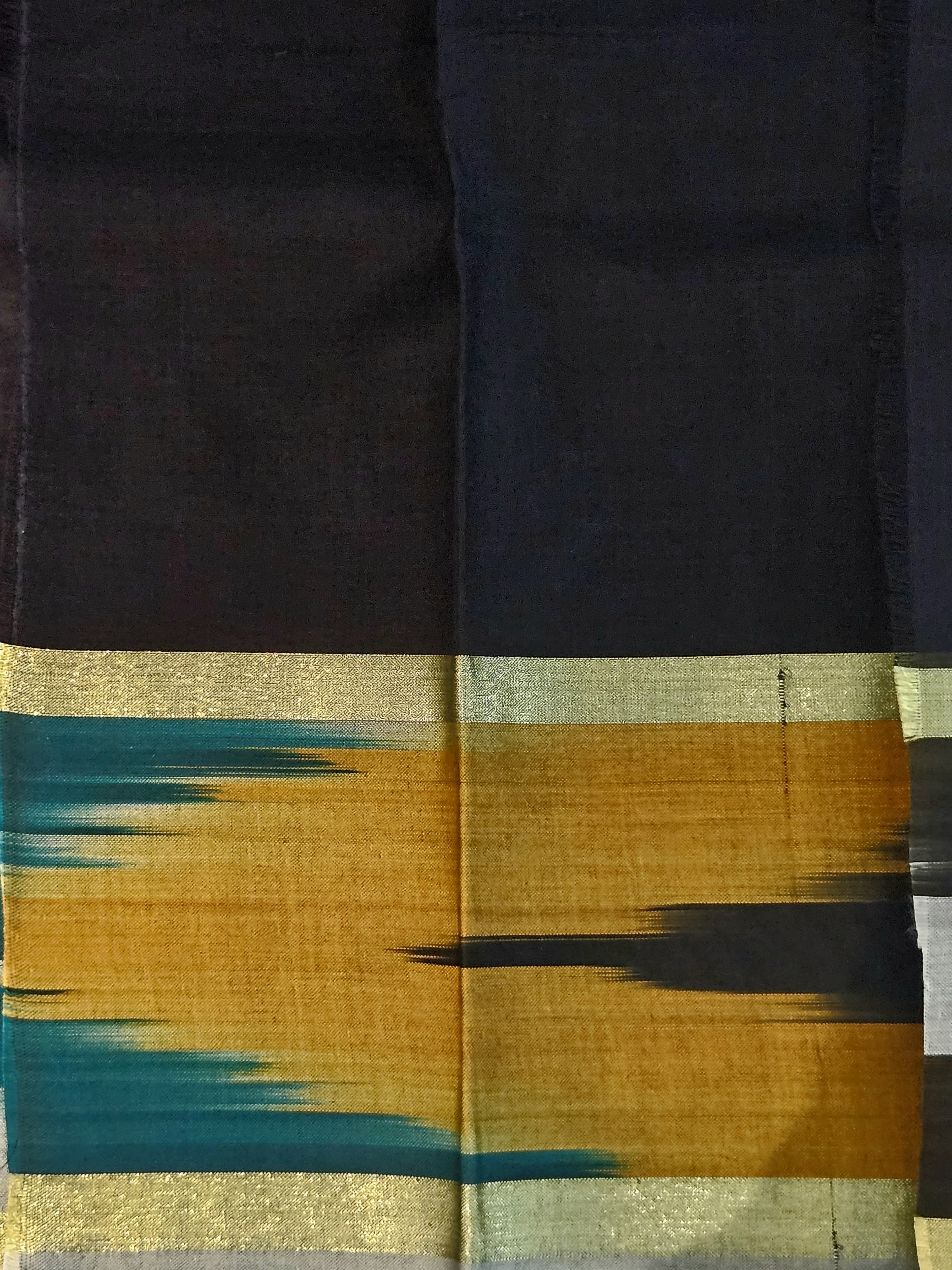 Deep Magenta Pochampally Ikat Cotton Saree with Zari Border