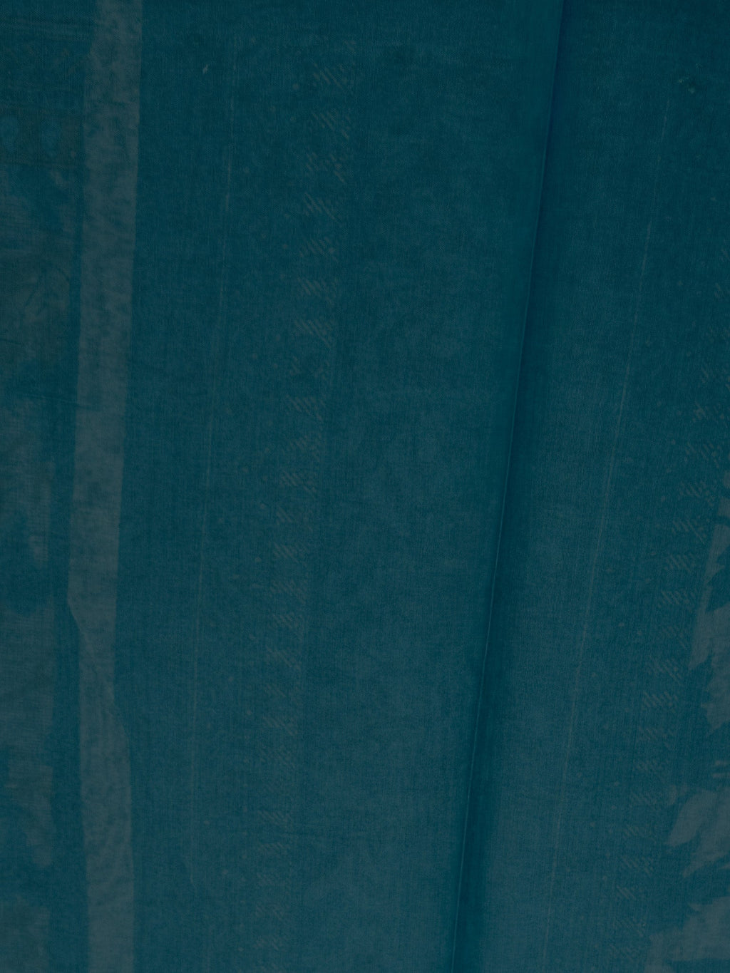 Turquoise Kalamkari Zig-Zag Cotton Saree with Navy Border