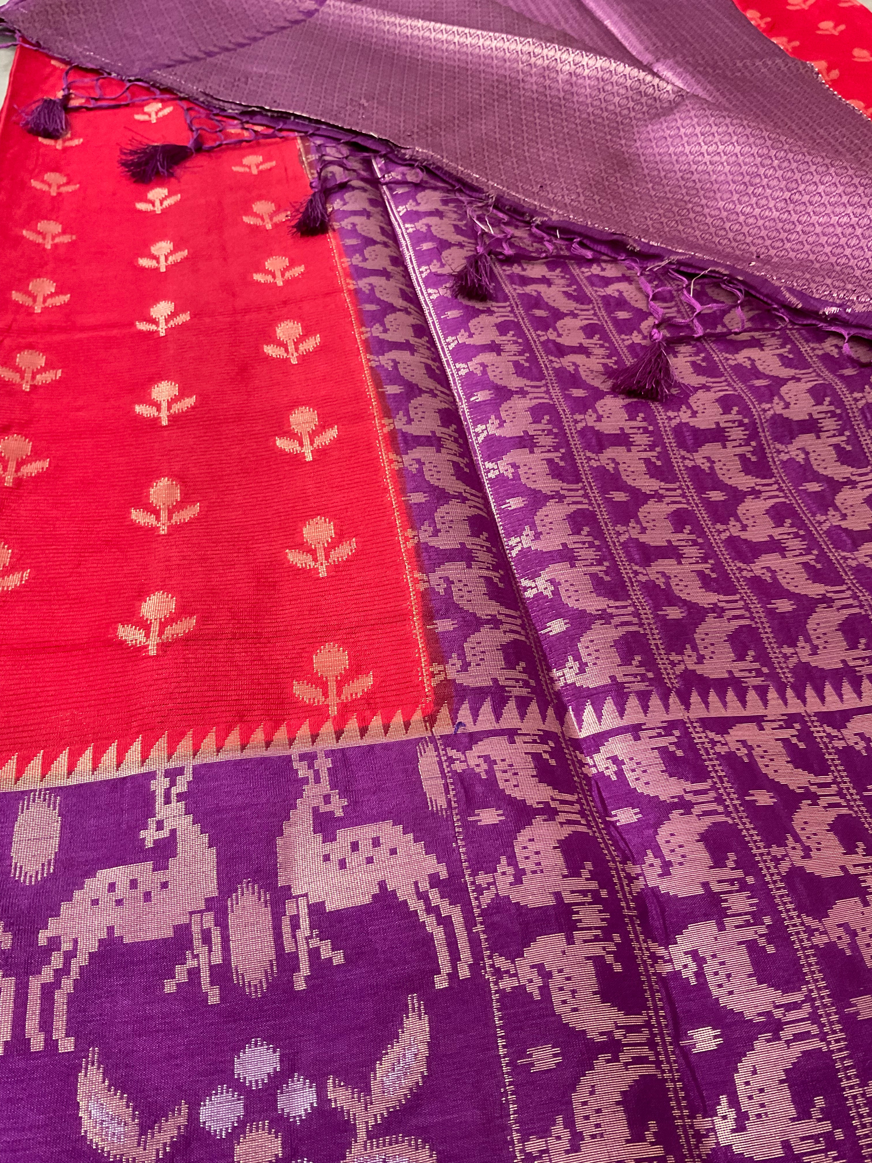 Bold Maroon Pochampally Silk Saree