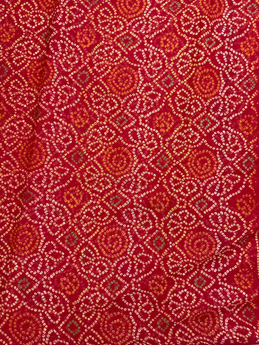 Bandini Printed Georgette Saree with Golden Weaving Border, Designer Pallu & Blouse – Red