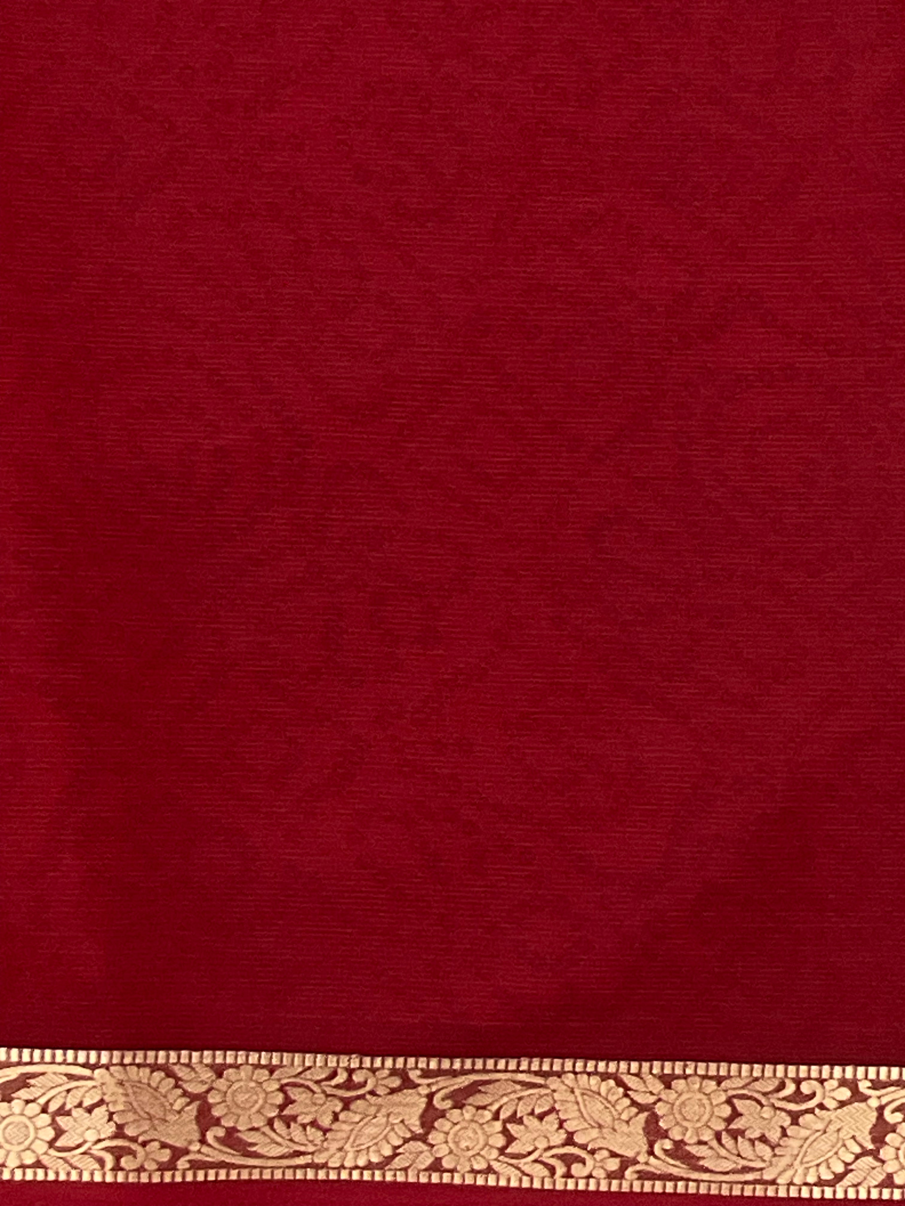 Bandini Printed Georgette Saree with Golden Weaving Border, Designer Pallu & Blouse – Red
