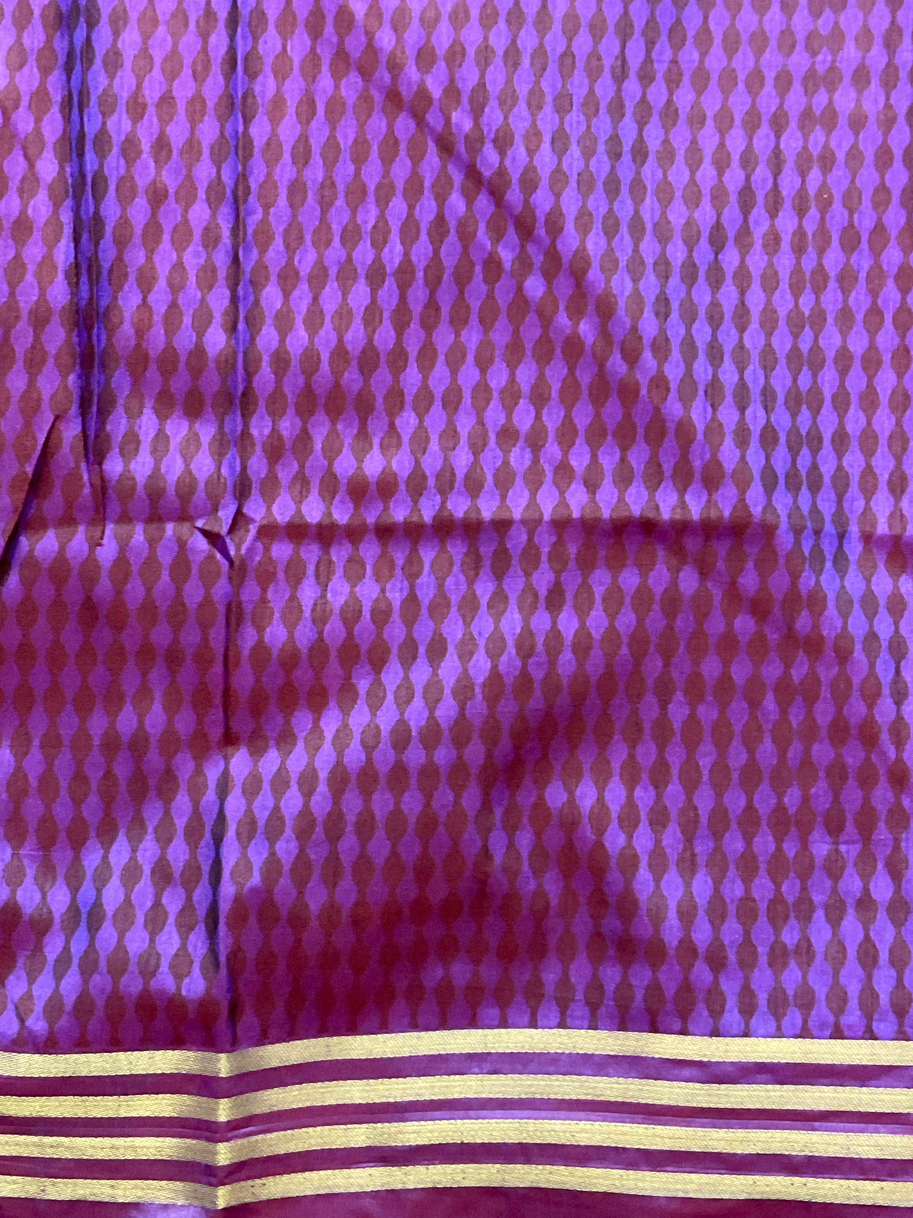 Pochampally Cotton Silk Ikkat Patola Print Saree in Pink with Dark Violet Designer Pallu