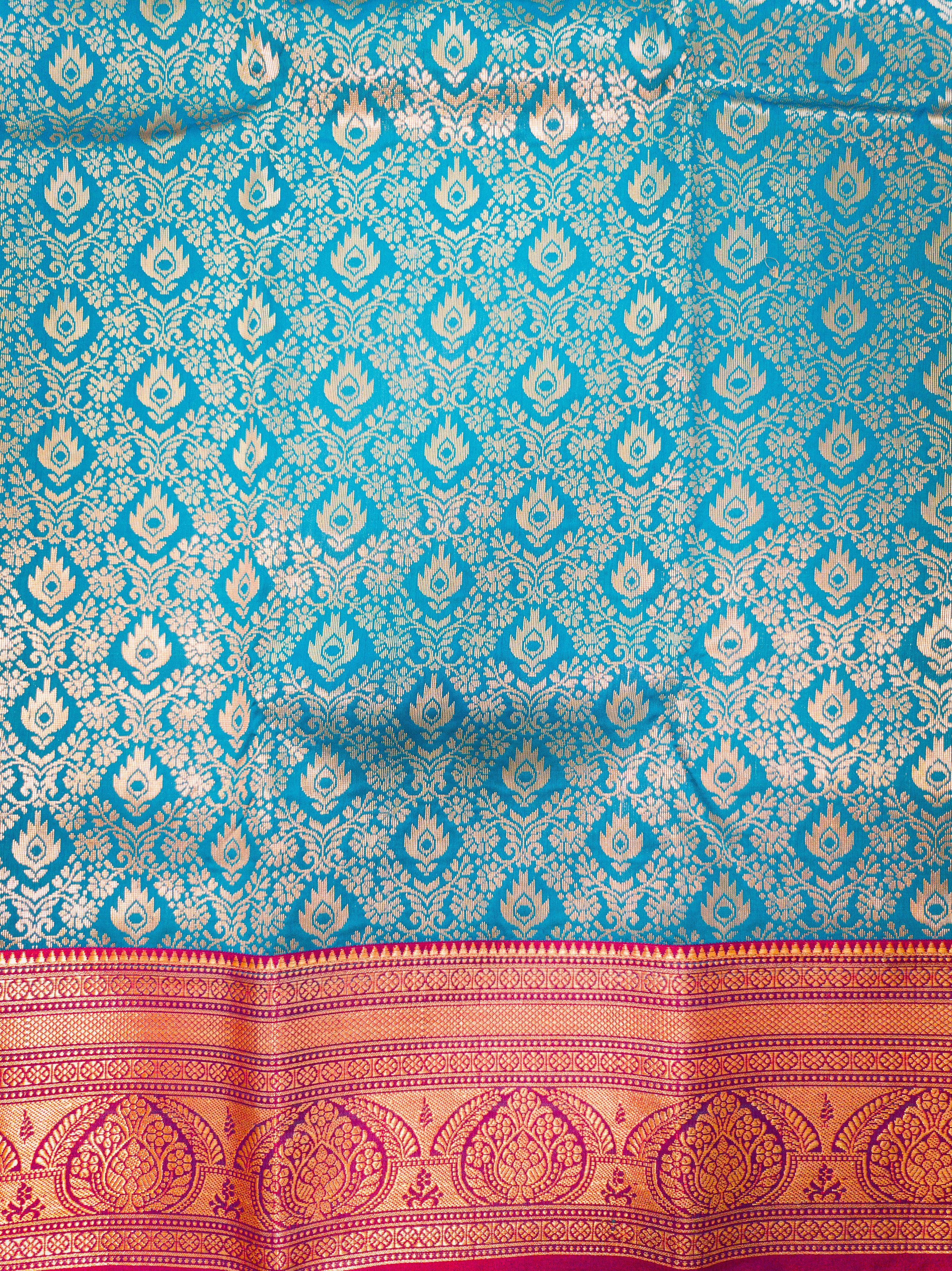 Blue Kanchivaram Gold Brocade Saree