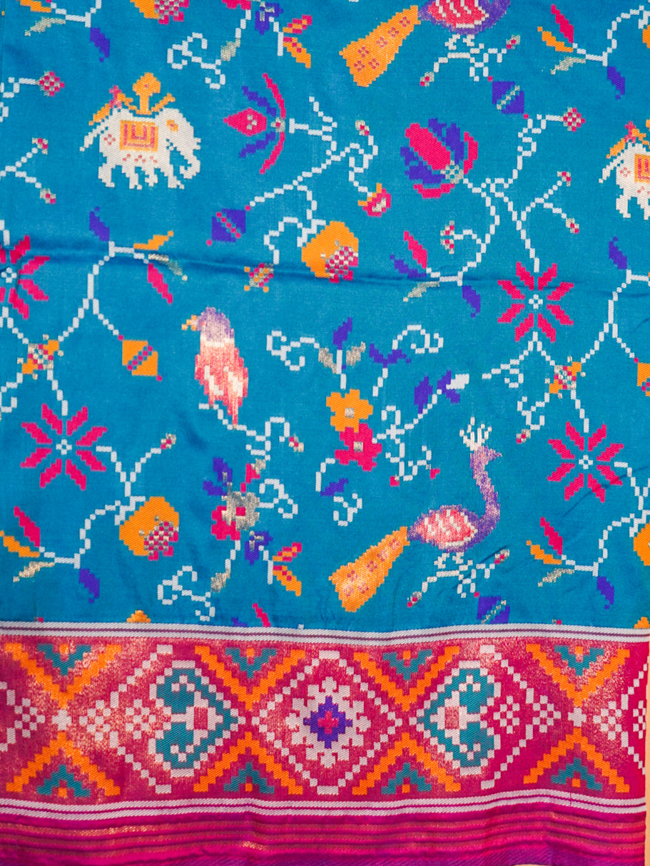 Sky Blue Pochampally Patola Saree