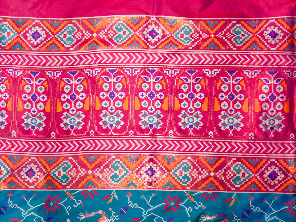 Sky Blue Pochampally Patola Saree