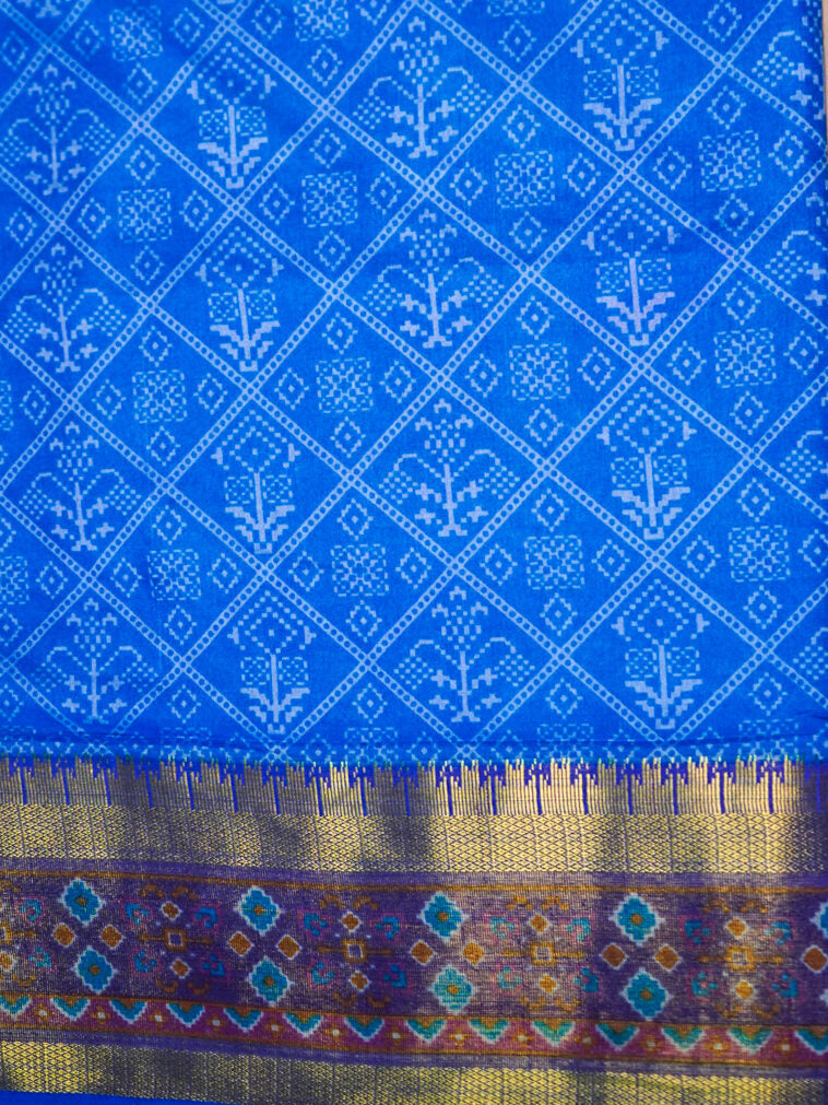 Royal blue bandhani zari silk saree