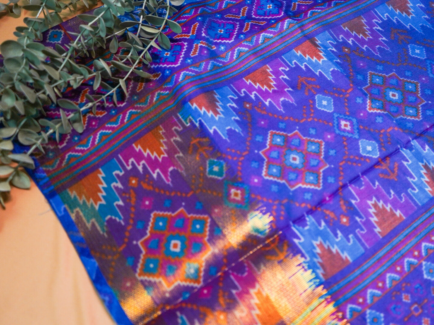 Royal blue patola silk saree