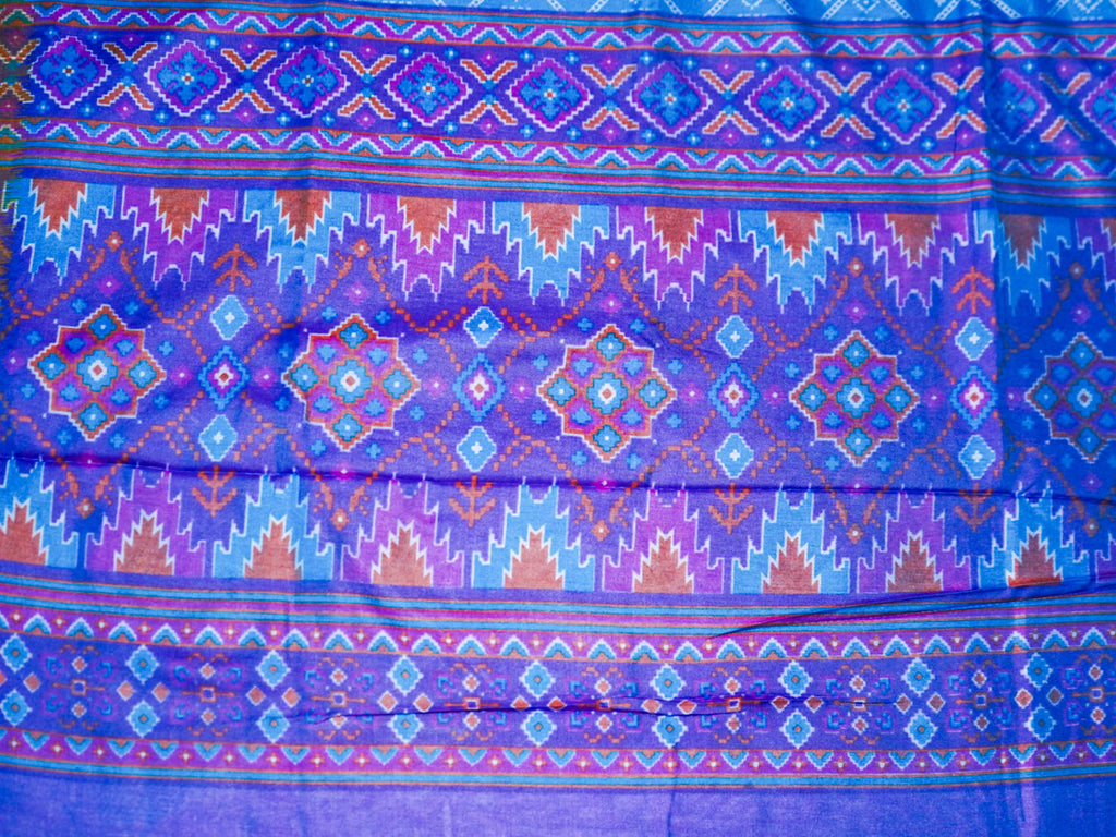Royal blue patola silk saree detail
