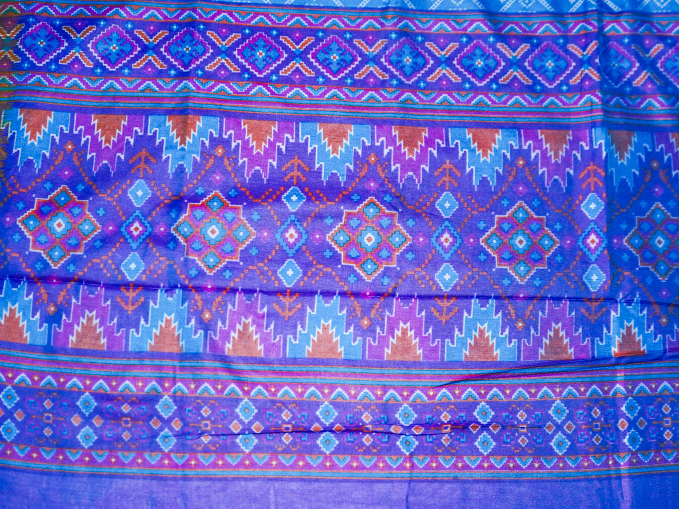 Royal blue patola silk saree detail