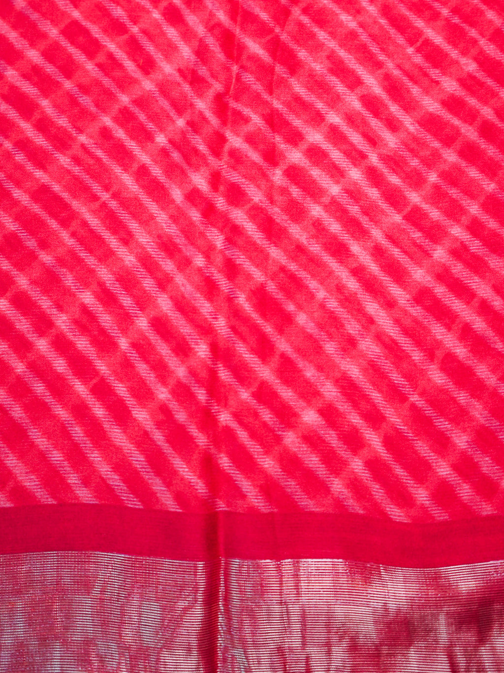 Red Leheriya Ikkat Silk Saree