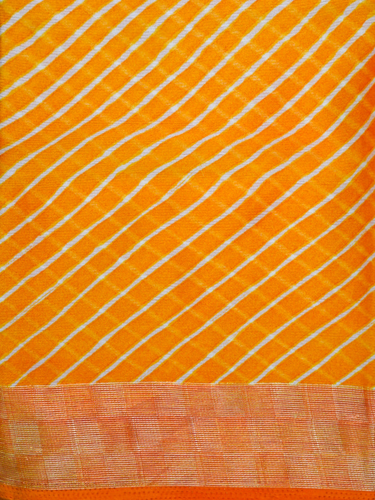 Yellow Leheriya Ikkat Silk Saree