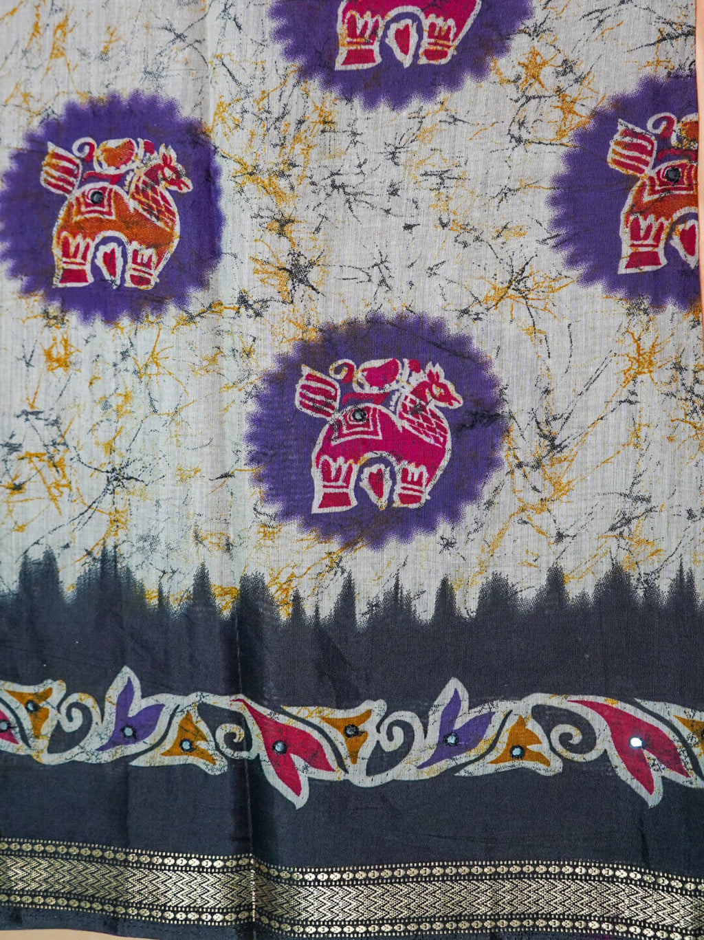 Blue Sambalpuri ikat saree detail
