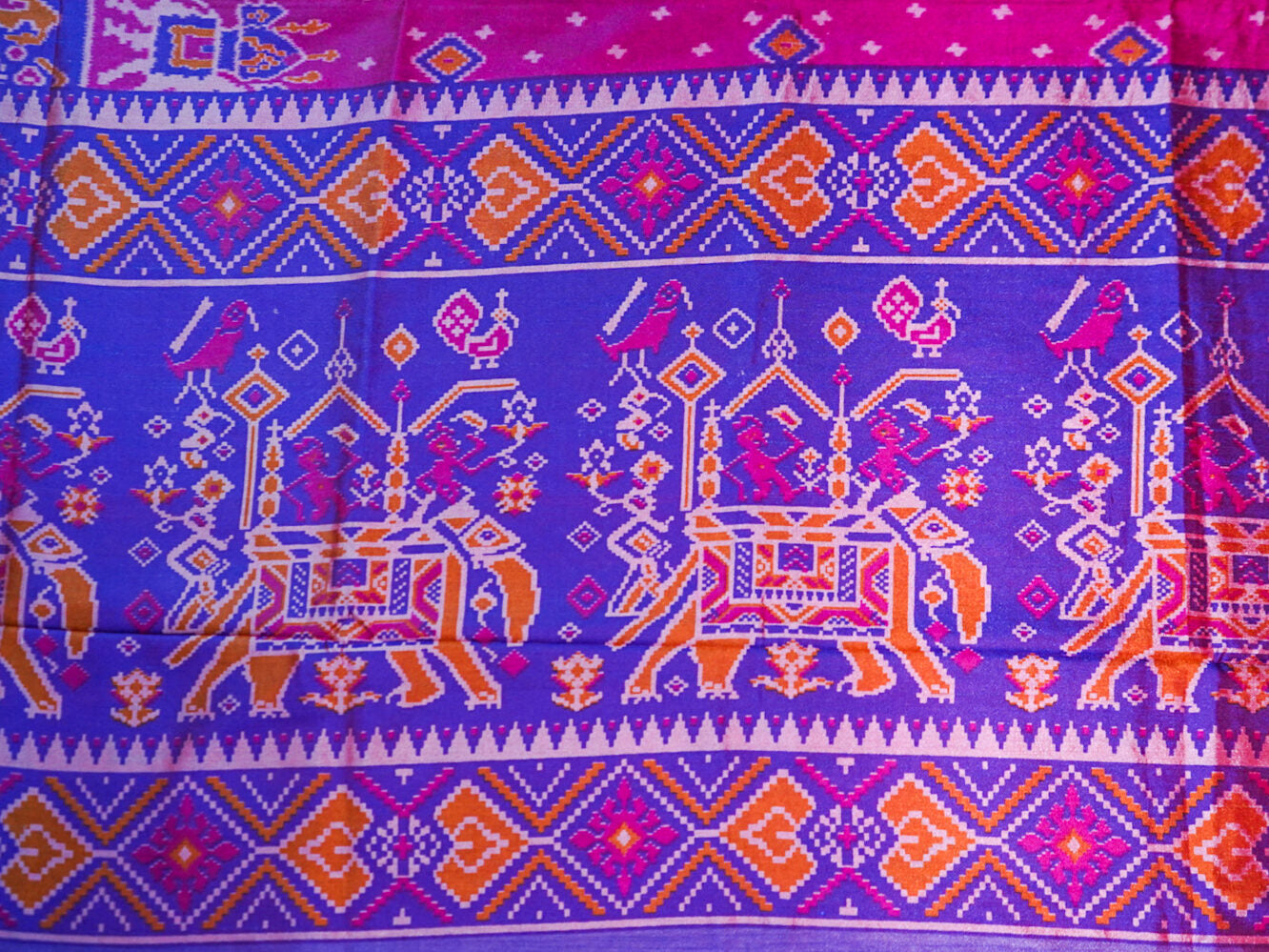 Purple patola silk saree detail