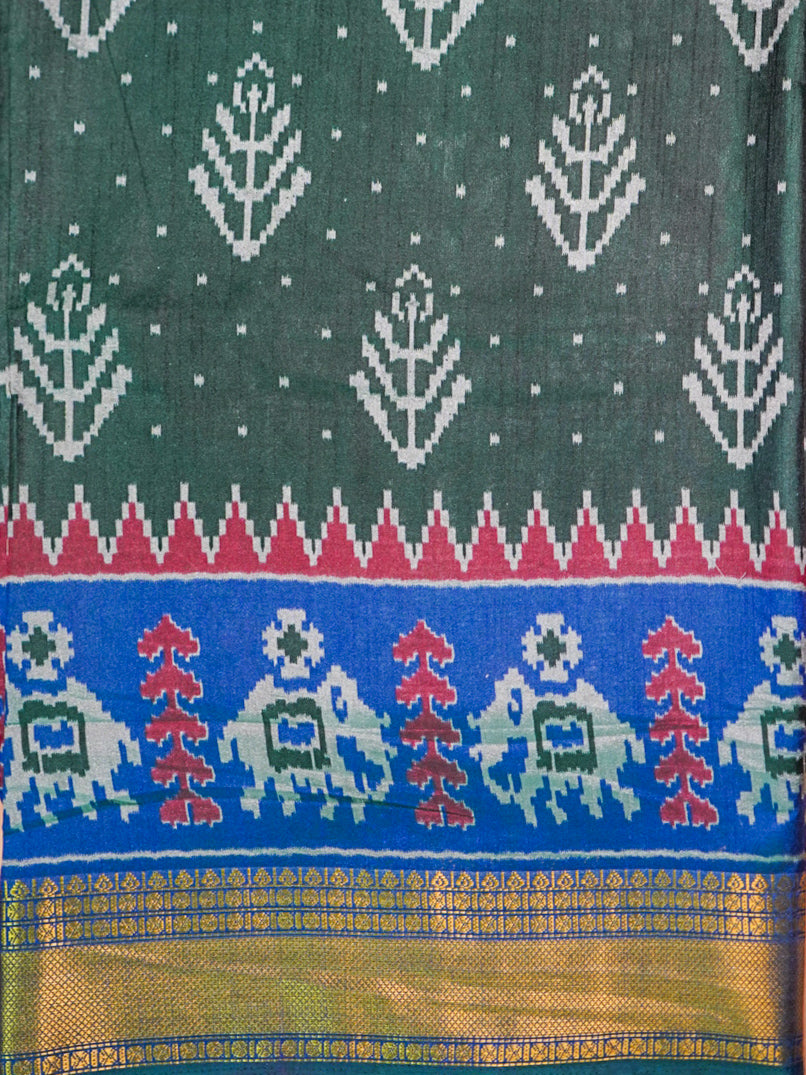 Green Pochampally Cotton Silk Saree