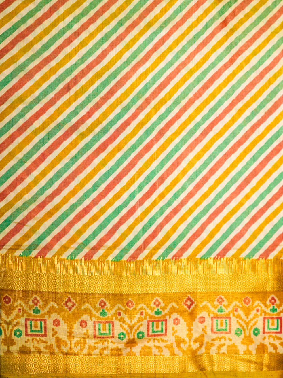 Yellow Pochampally Cotton Silk Saree