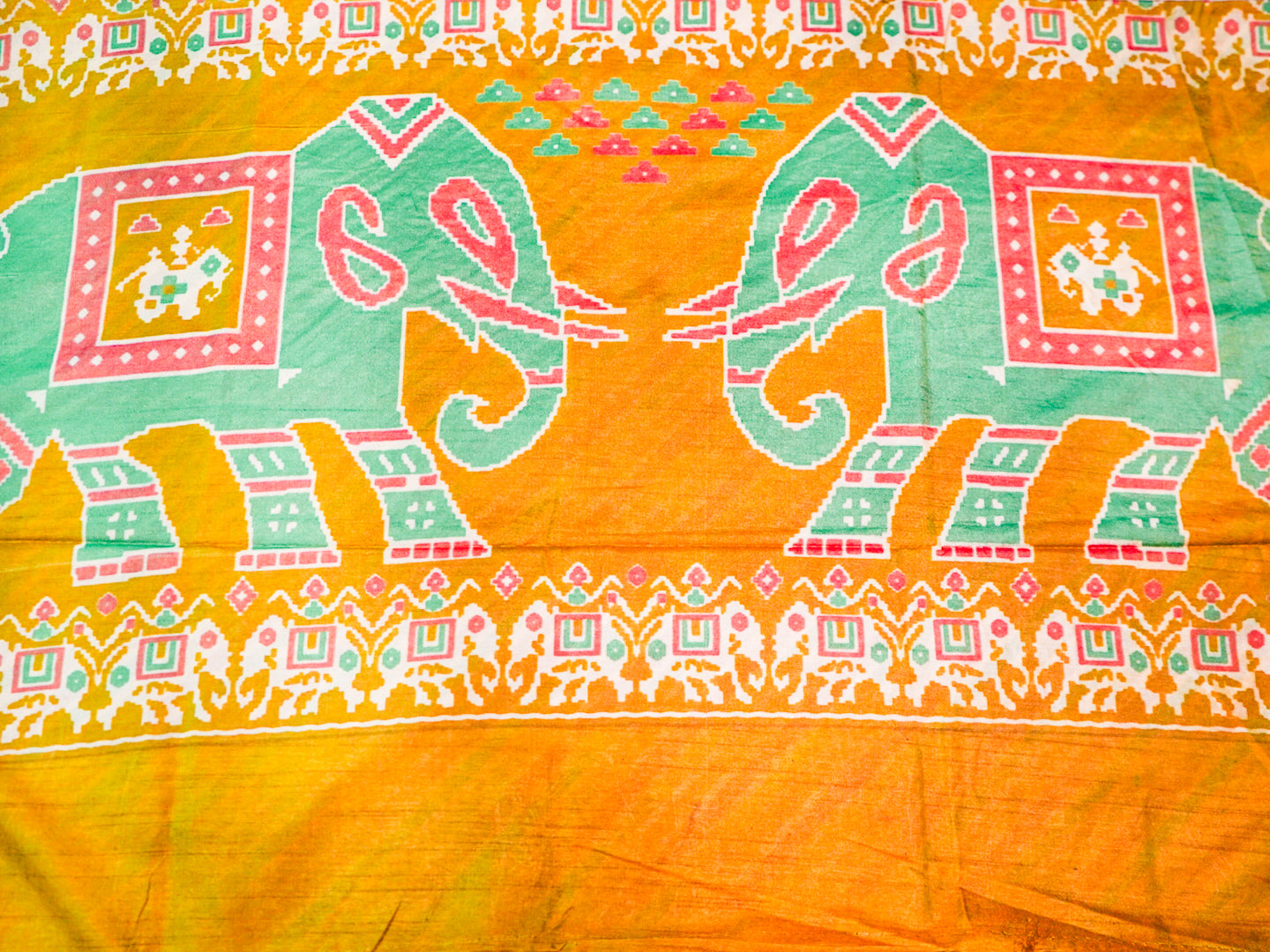 Yellow Pochampally Cotton Silk Saree