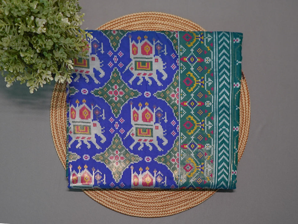 Navy Blue Pochampally Ikkat Saree
