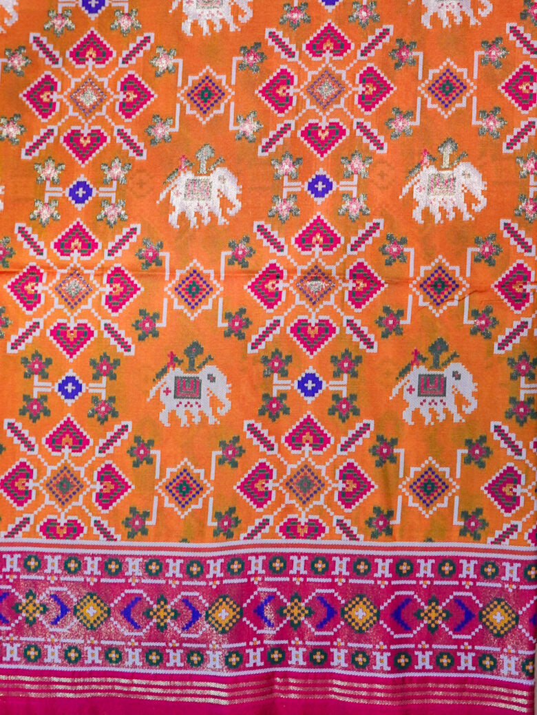 Orange patola silk saree border