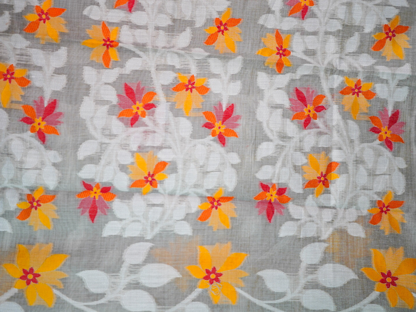 Grey Floral Handloom Silk Saree