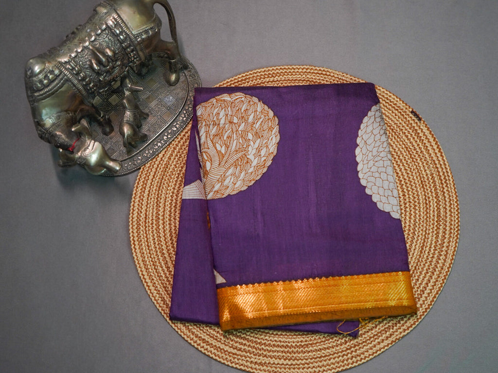 Purple Bomkai tree silk saree