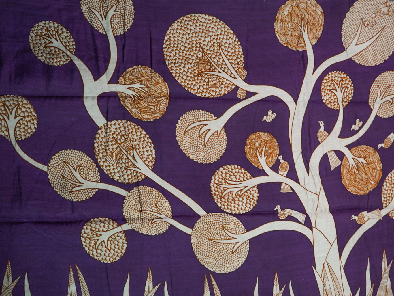 Purple Bomkai silk saree detail
