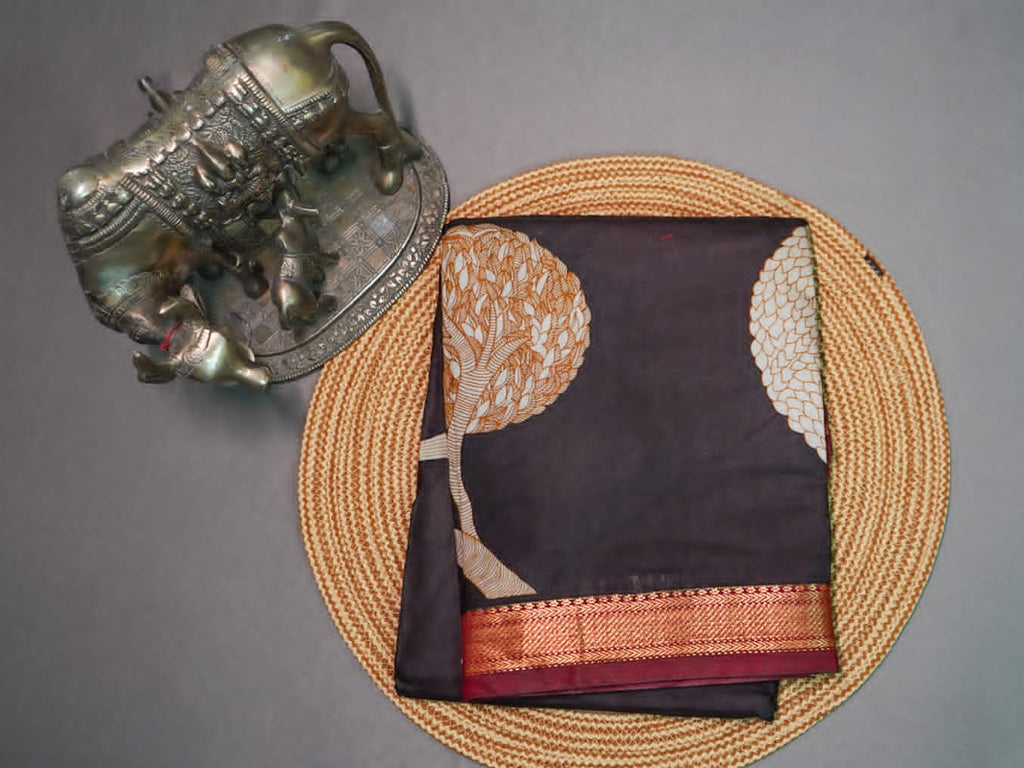 Black Pochampally Printed Silk Saree
