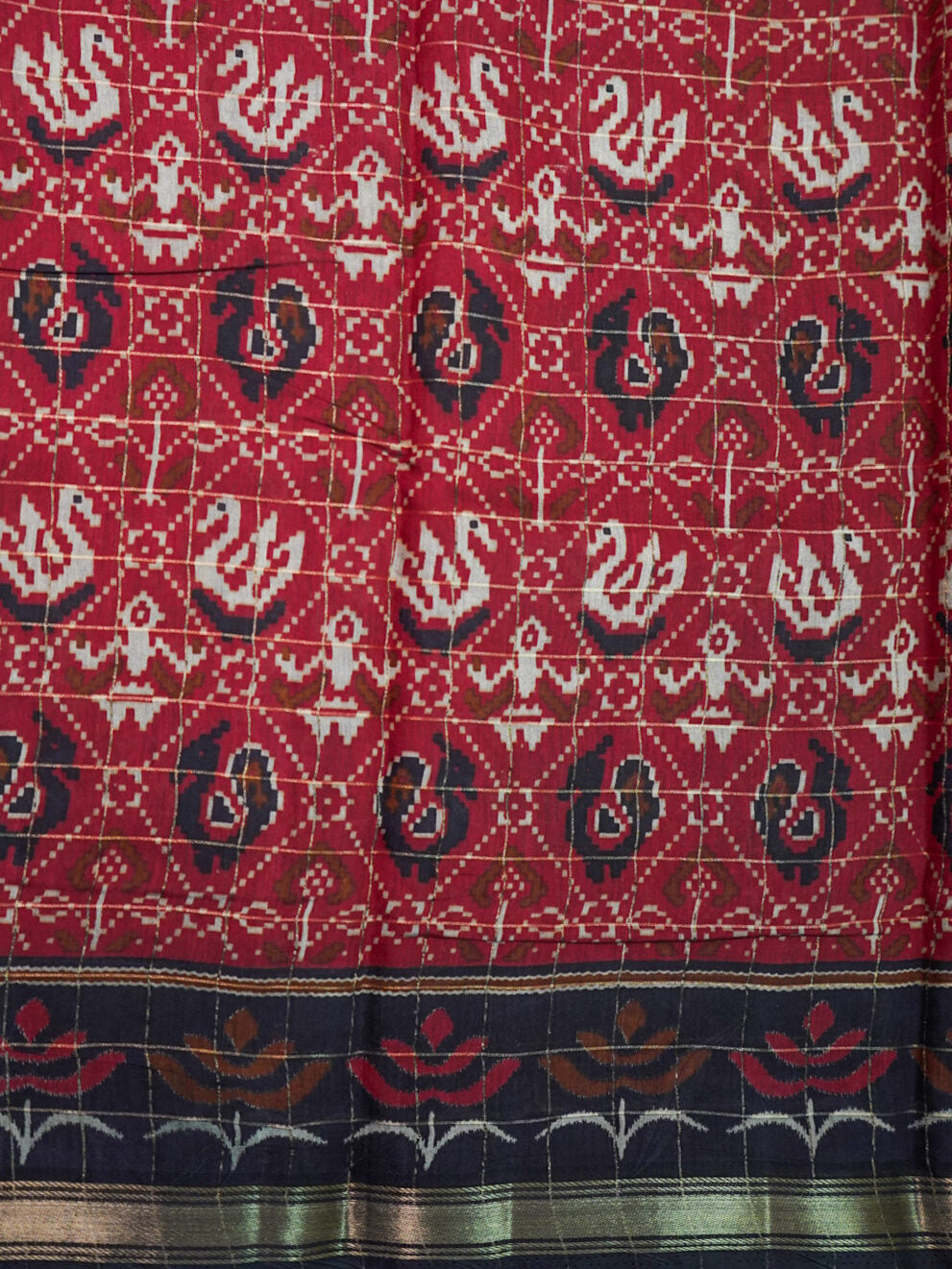 Deep Red Pochampally Patola Saree