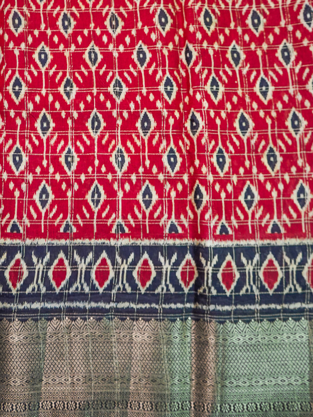 Deep Red Pochampally Patola Saree