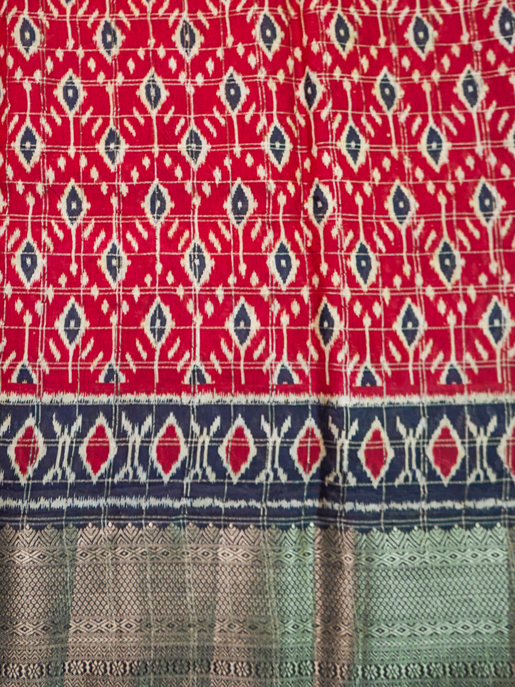 Deep Red Pochampally Patola Saree
