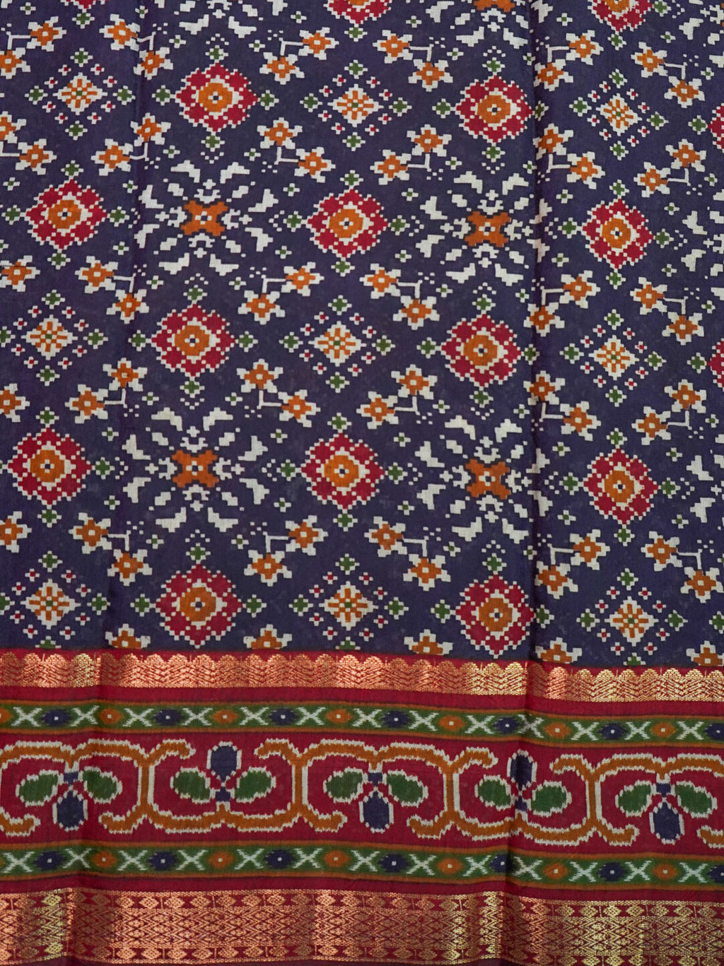 Blue patola silk saree detail