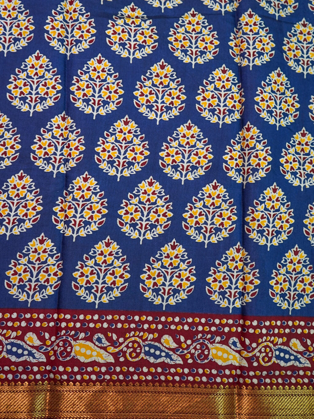 Blue handloom buti silk saree detail