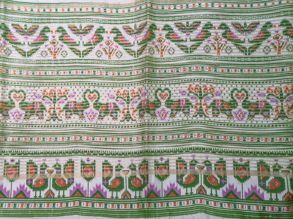 Cream Ikkat Designer Silk Saree