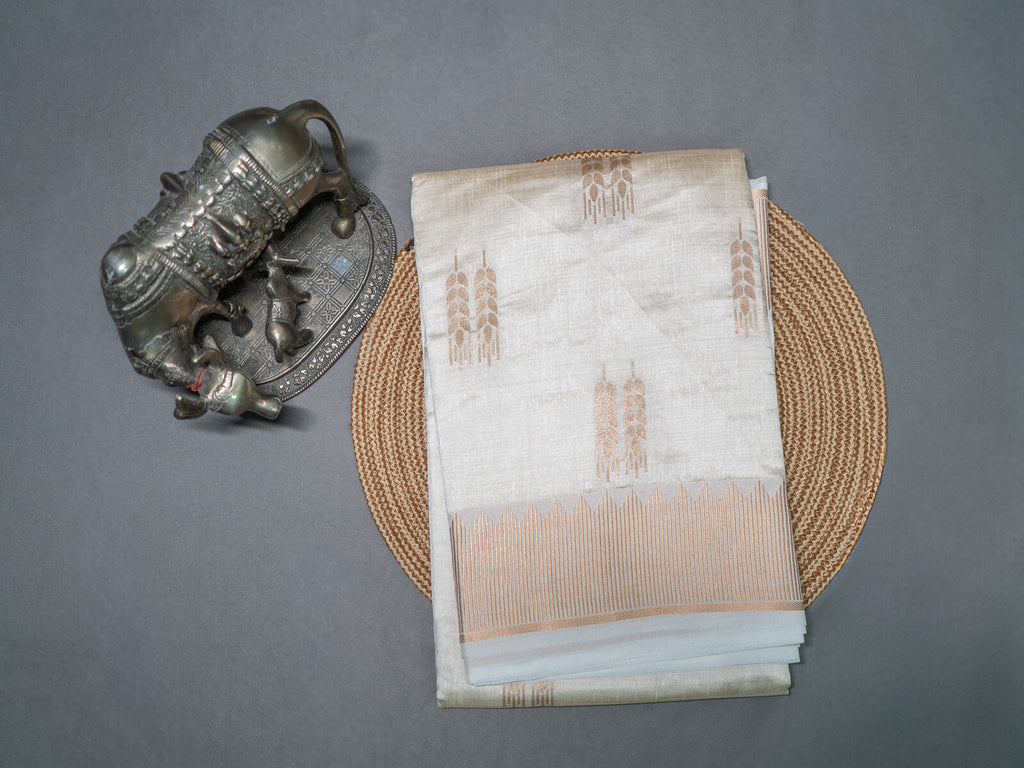 Cream beige handloom silk saree