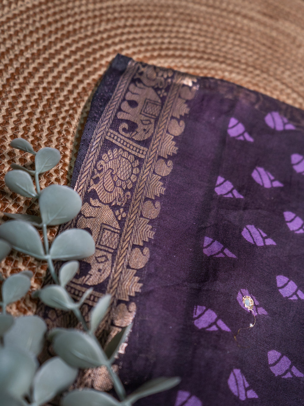 Lavender Kalamkari Mirror Silk Saree