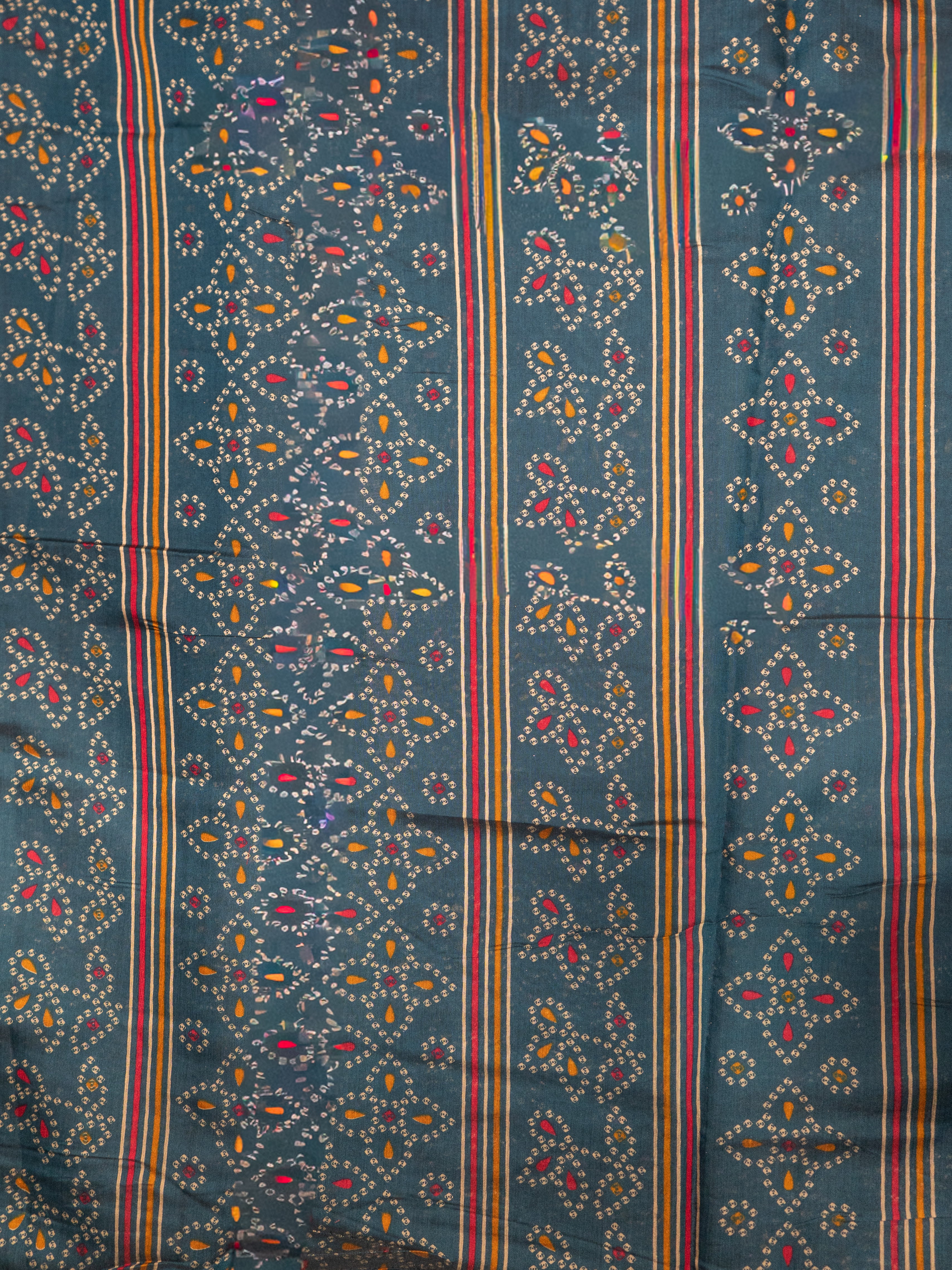 Deep Blue Bandhej Silk Saree