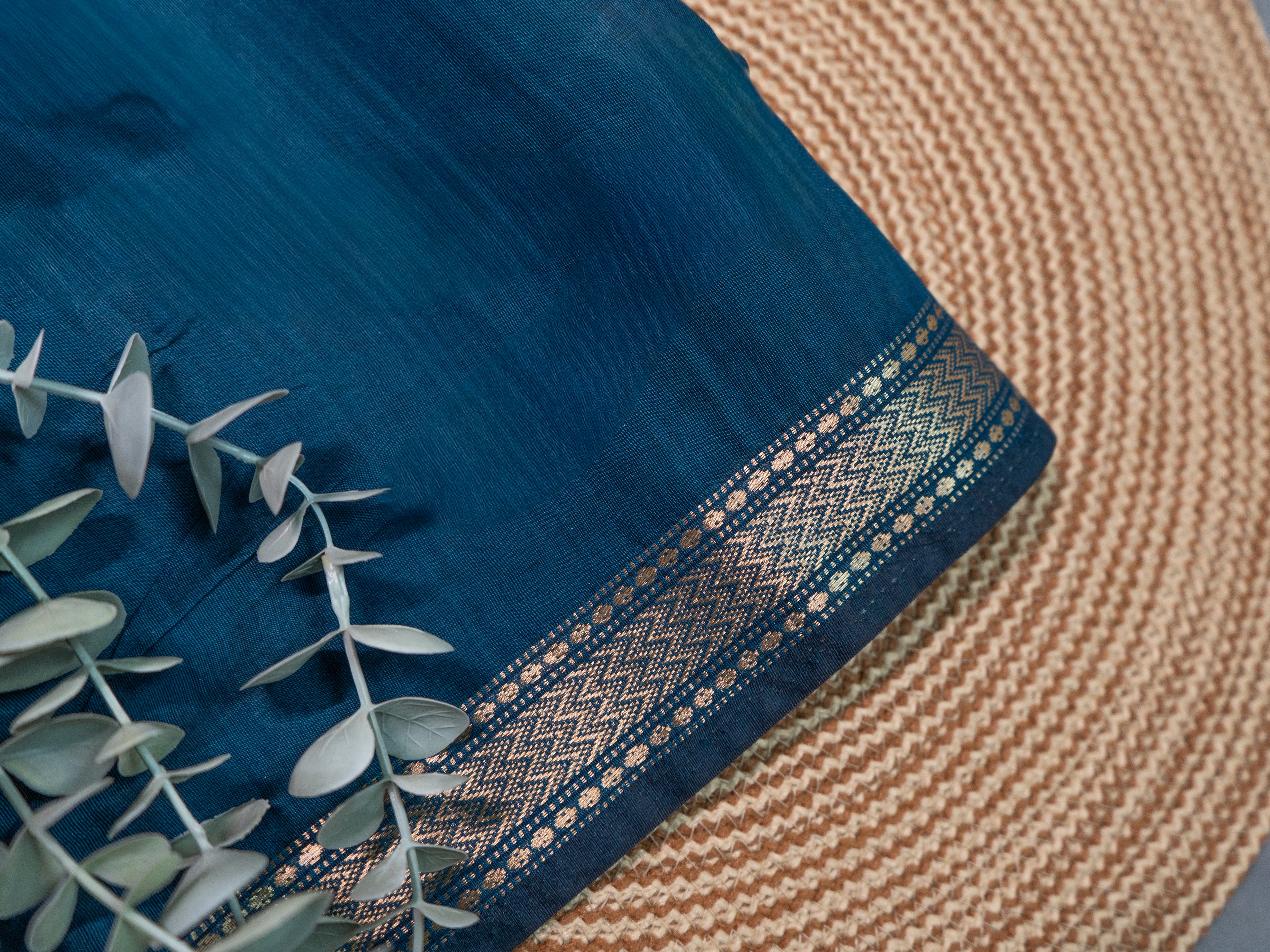 Deep Blue Bandhej Silk Saree