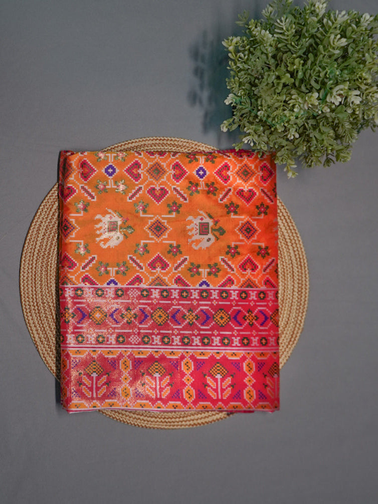 Orange Pochampally Patola Silk Saree