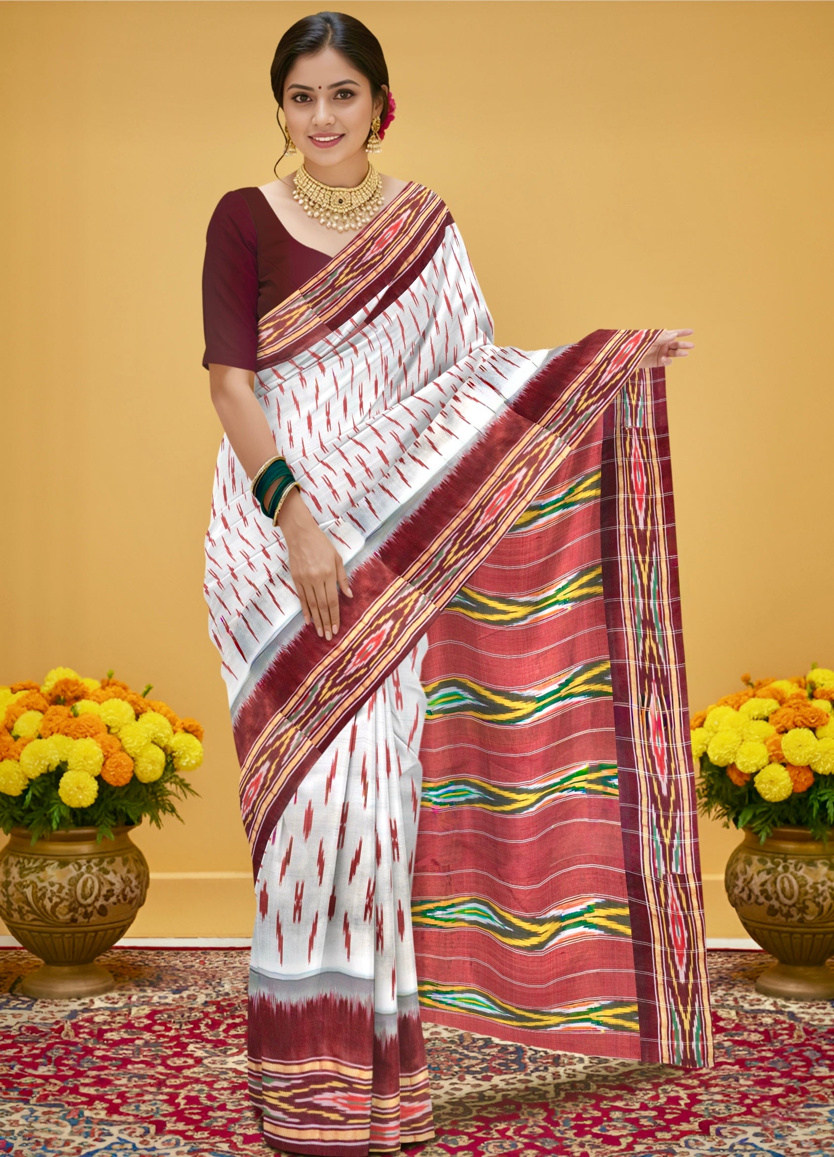 Pure Pochampally silk saree without Blouse