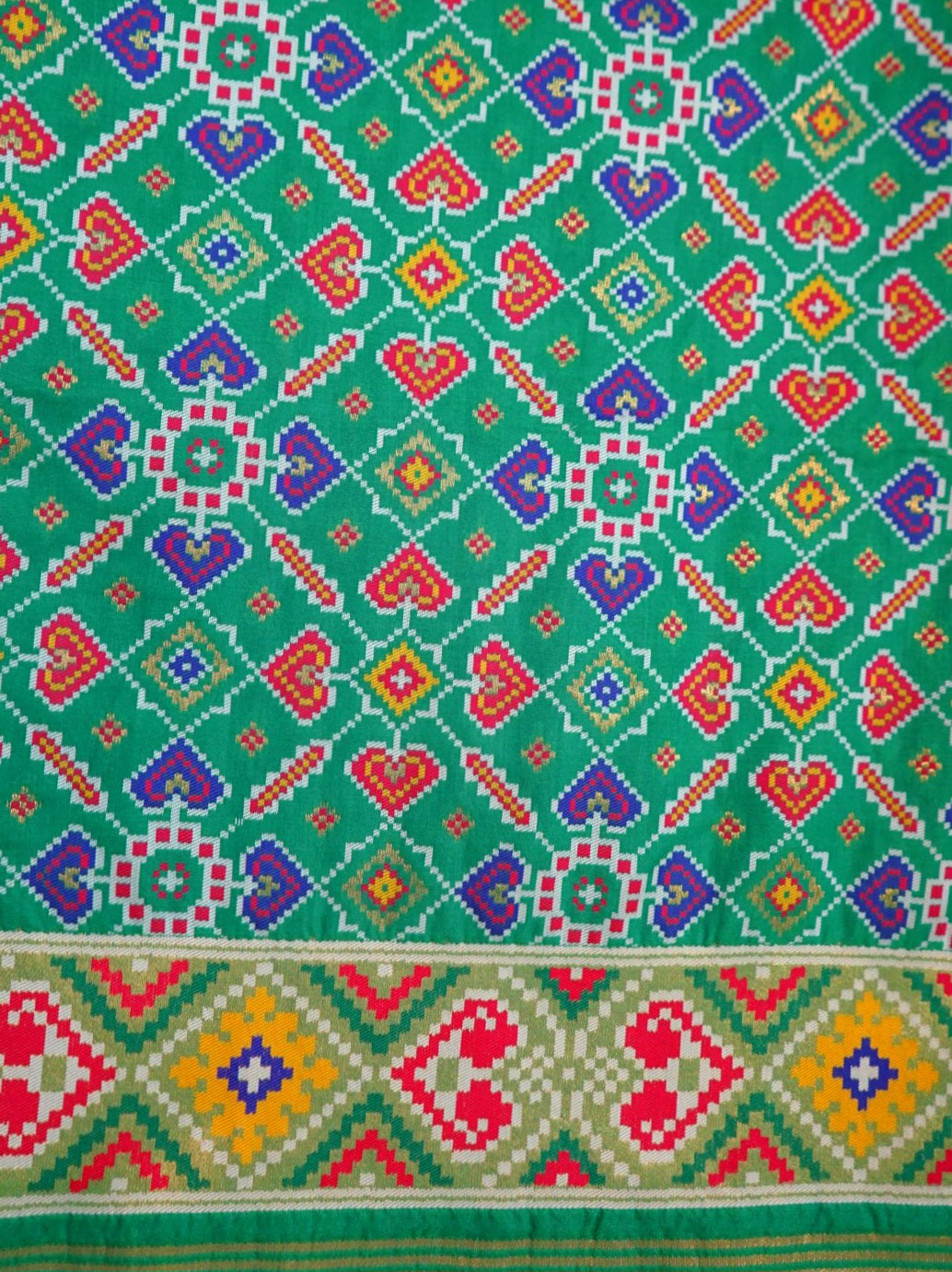 Deep Green Pochampally Patola Saree