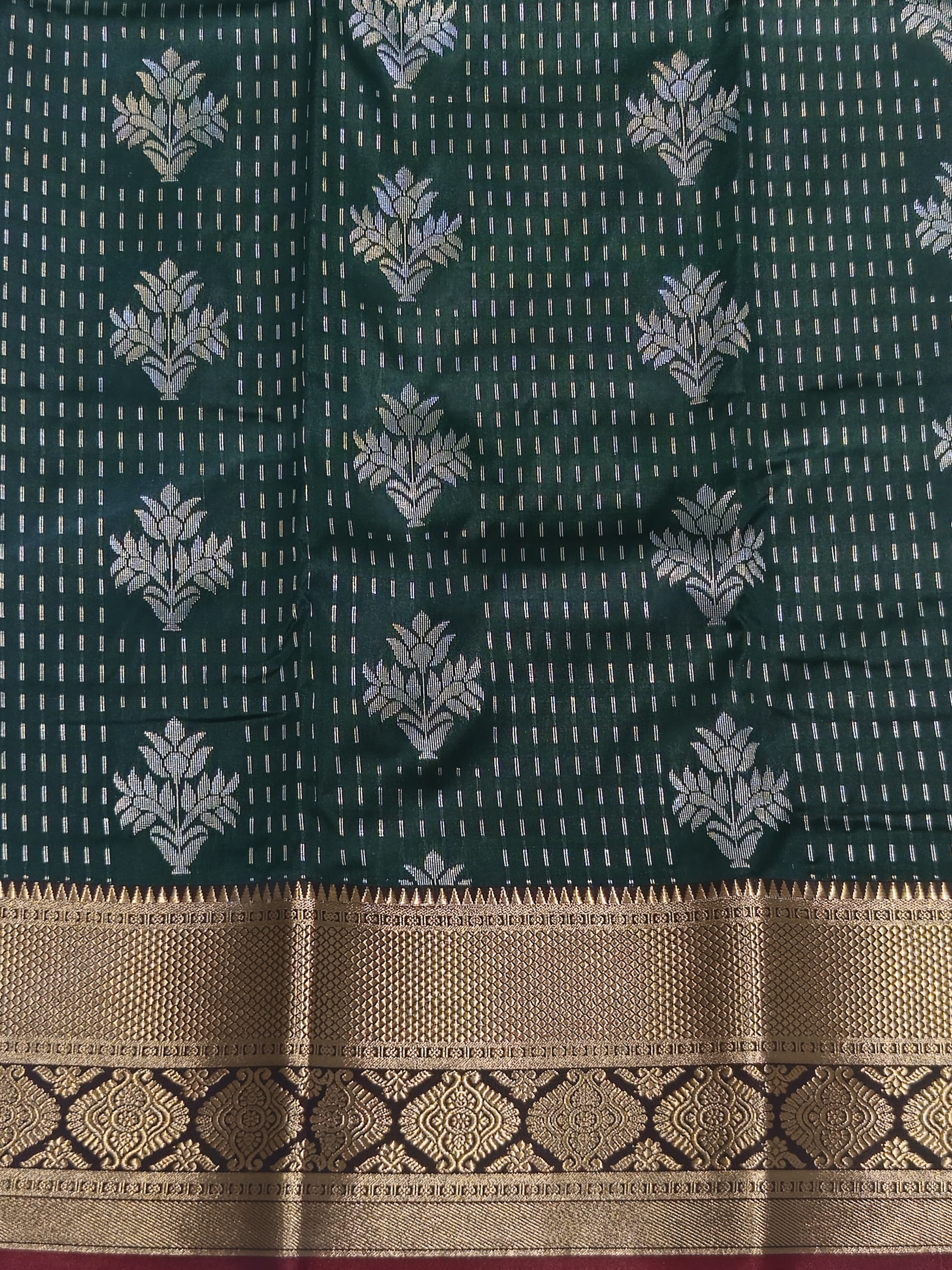 Dark Green Kanchivaram Silk Saree